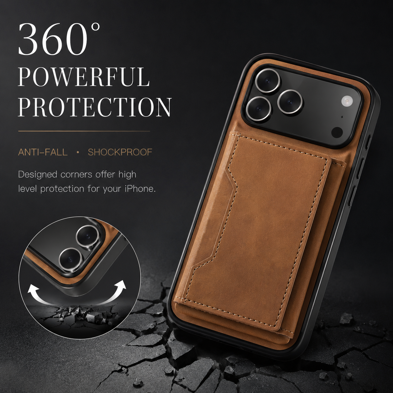 Premium iPhone Case Magnetic Leather Wallet Cover Kickstand Card Holder Money Storage Shockproof Protective Design