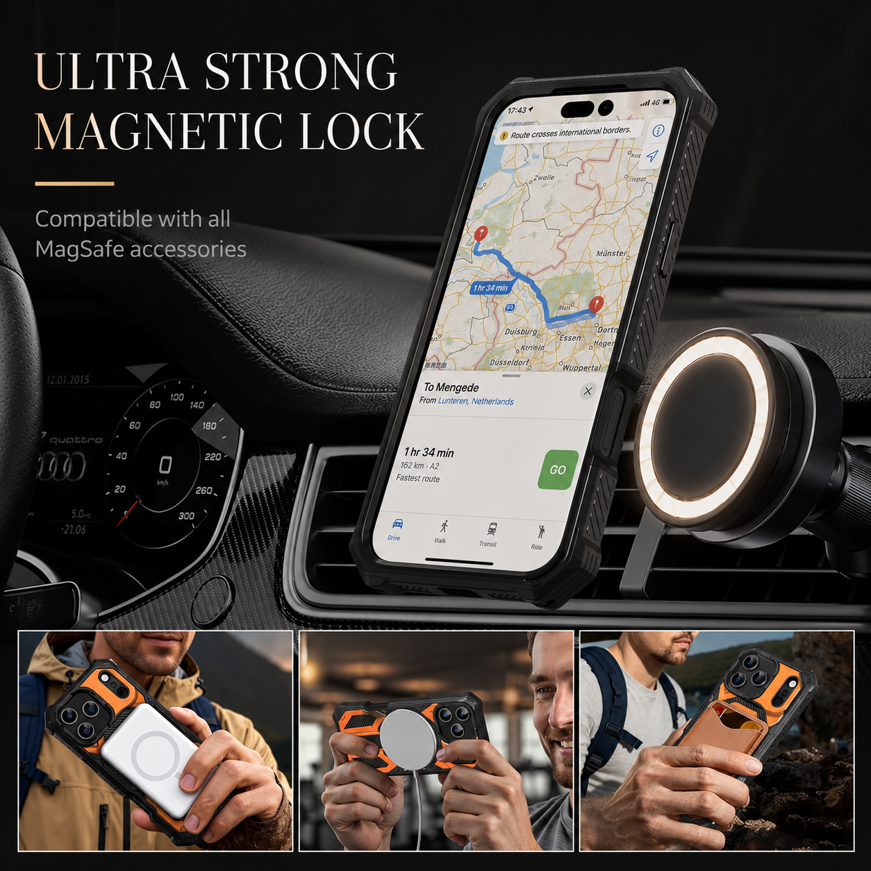Premium iPhone Case Magnetic Military Grade Cover Shockproof Heavy Duty Protective Ring Stand Full Coverage Case