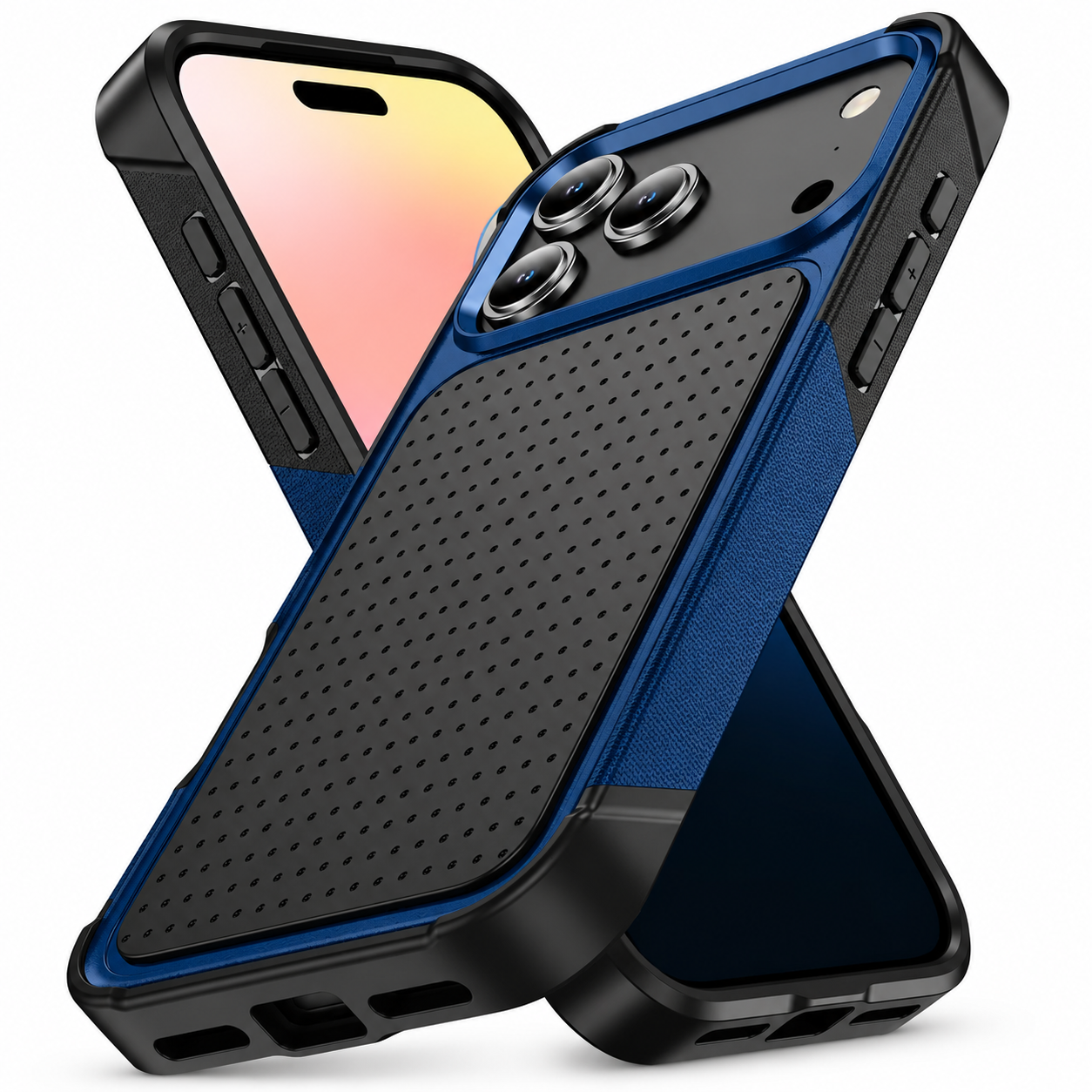 Premium iPhone Case Hybrid Armor Shockproof Magnetic Rugged Non Slip Protective Wallet Cover with Built In Stand
