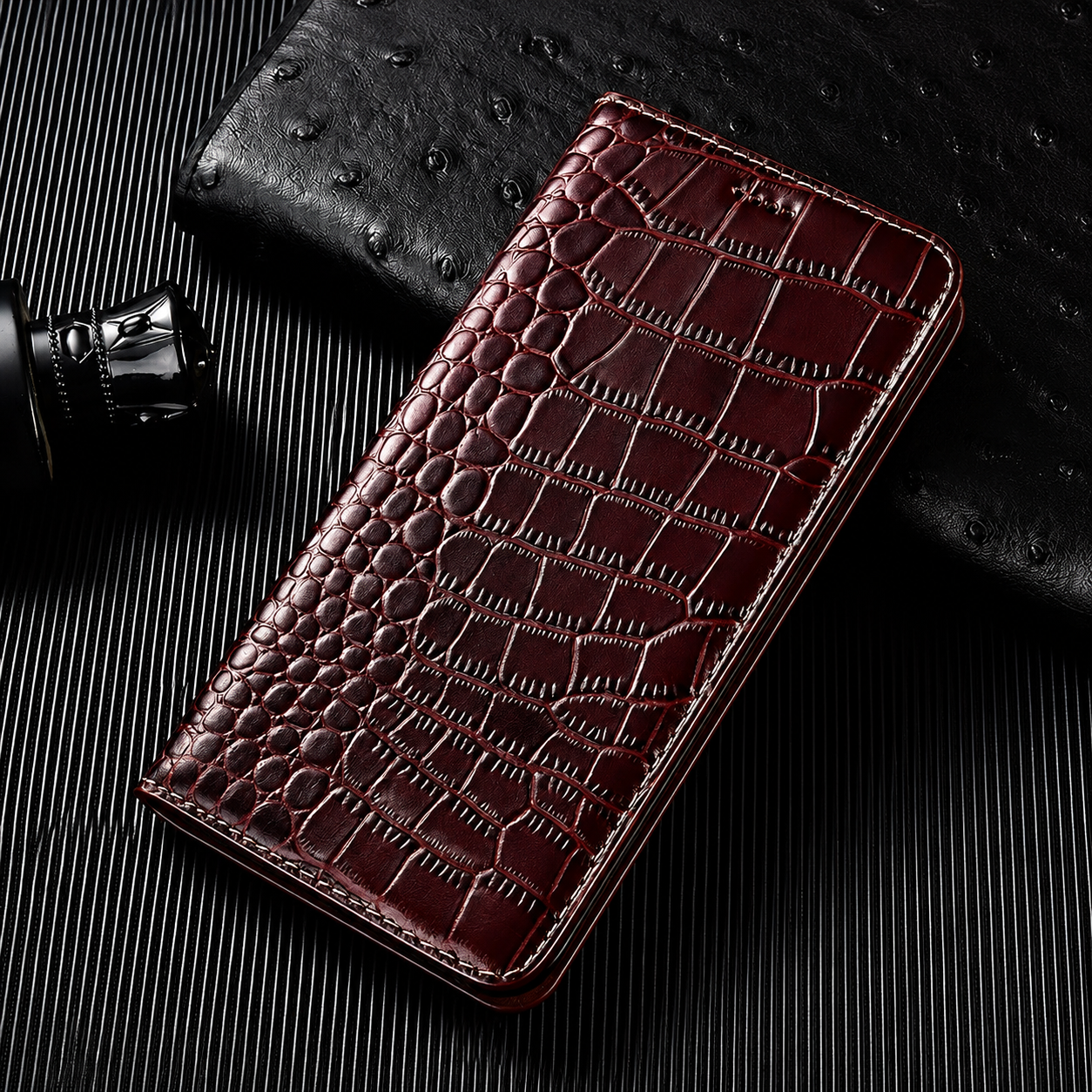 Premium iPhone Case Business Flip Wallet Genuine Leather Cover with Kickstand Magnetic Full Protection Anti Scratch Non Slip Design