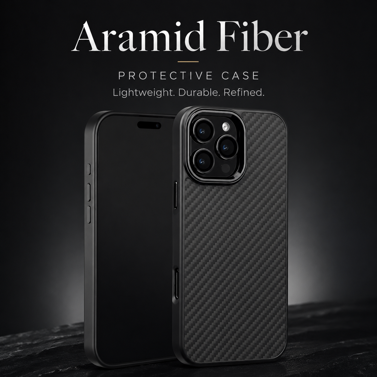 Premium iPhone Case Metal Frame Carbon Fiber Aramid Armor Cover Shockproof Full Coverage Wireless Charging Compatible Protective Design
