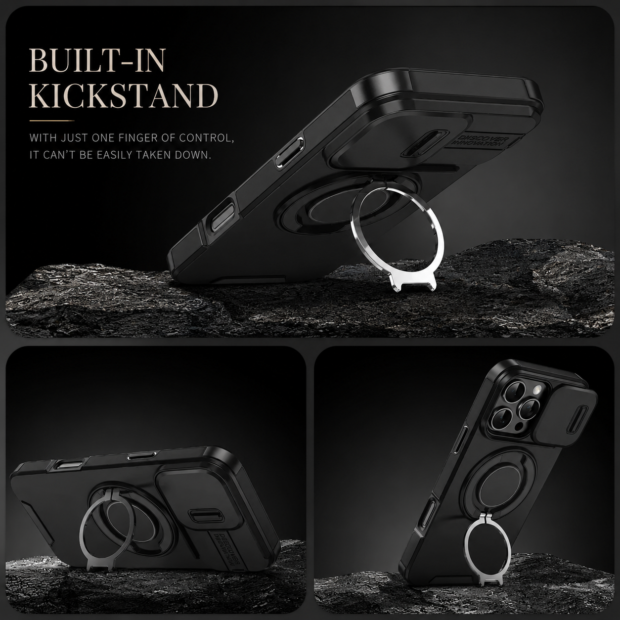Premium iPhone Case MagSafe Compatible Rugged Armor Magnetic Stand Cover Shockproof Protection