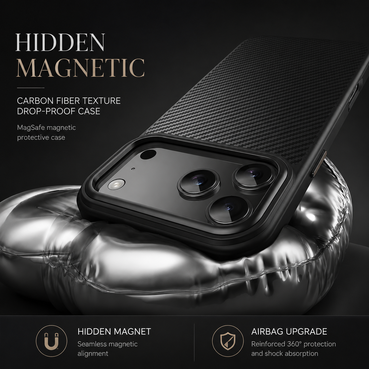Premium iPhone Case 600D Kevlar Magnetic Cover Carbon Fiber TPU PC Shockproof Anti Fingerprint Protection