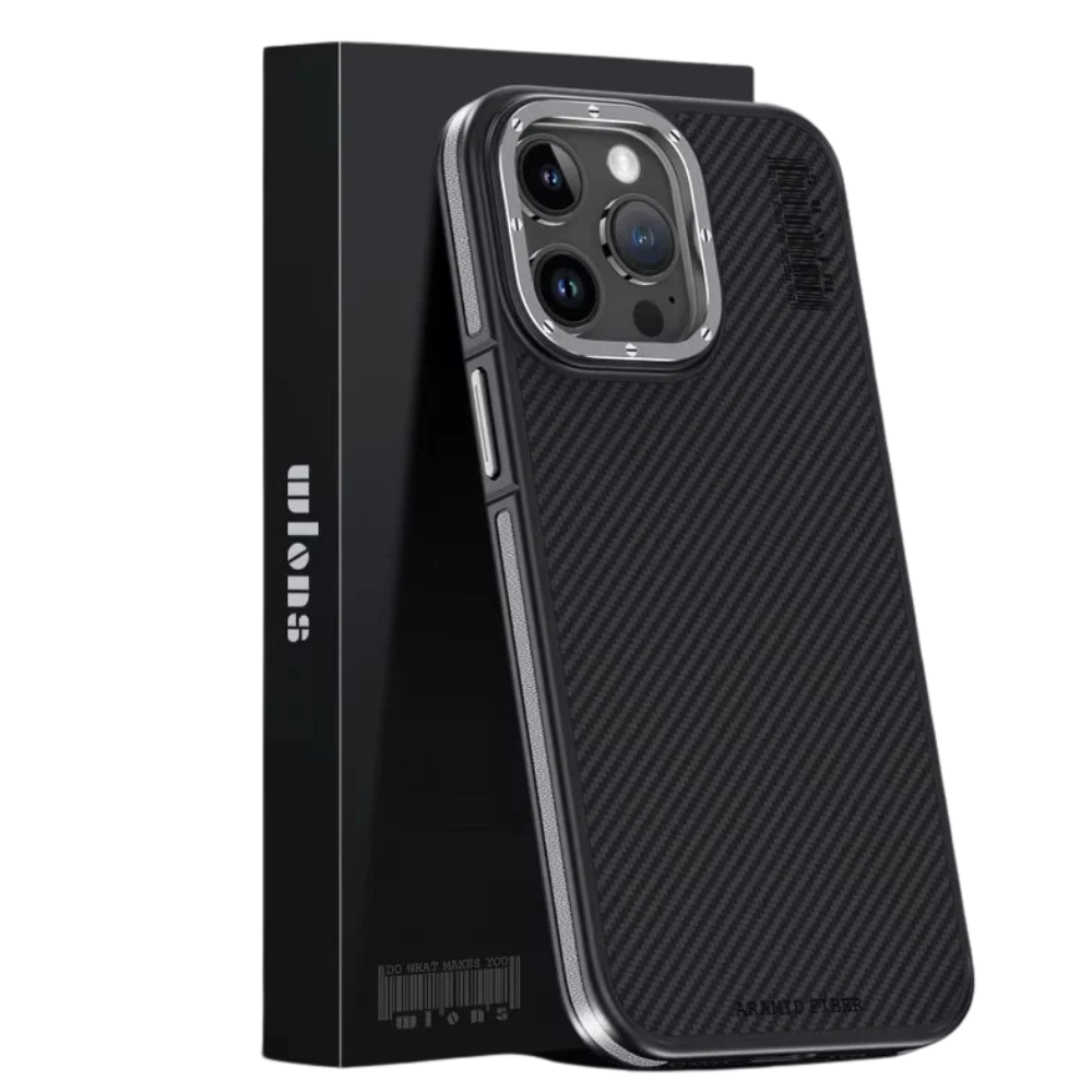 Premium iPhone Case Real 600D Kevlar Aramid Fiber MagSafe Compatible Half Wrapped Cover Shockproof Anti Scratch Anti Fingerprint Protective Design