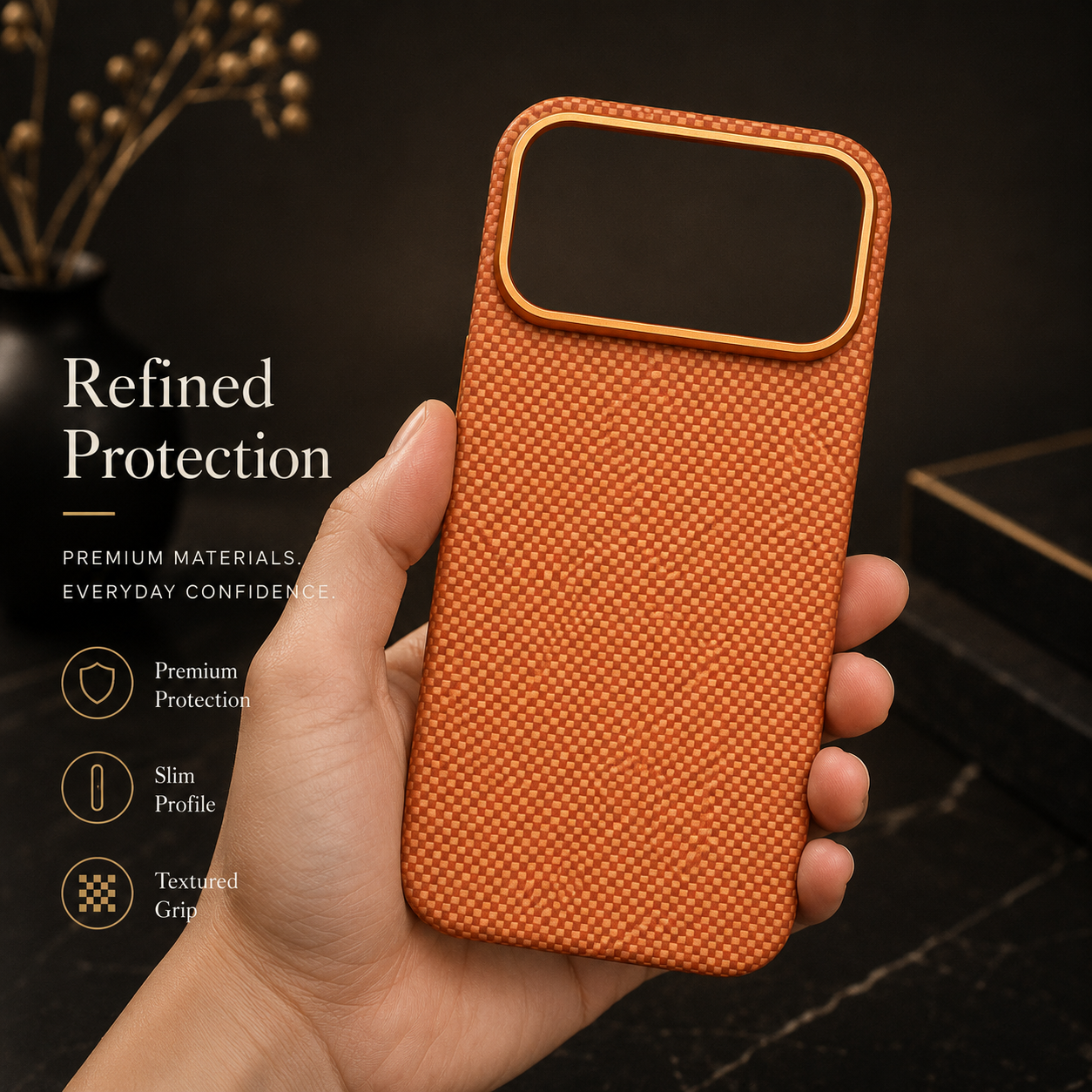 Premium iPhone Case Magnetic Carbon Aramid Fiber Cover Kevlar Shockproof Full Body Protective Design