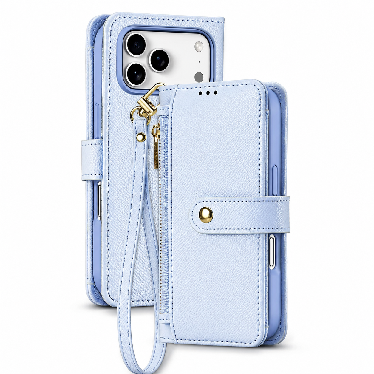 Premium iPhone Case Cow Leather Detachable Magnetic Wallet Cover with Card Slots Shockproof Drop Protection Wireless Charging Support and Lanyard Option