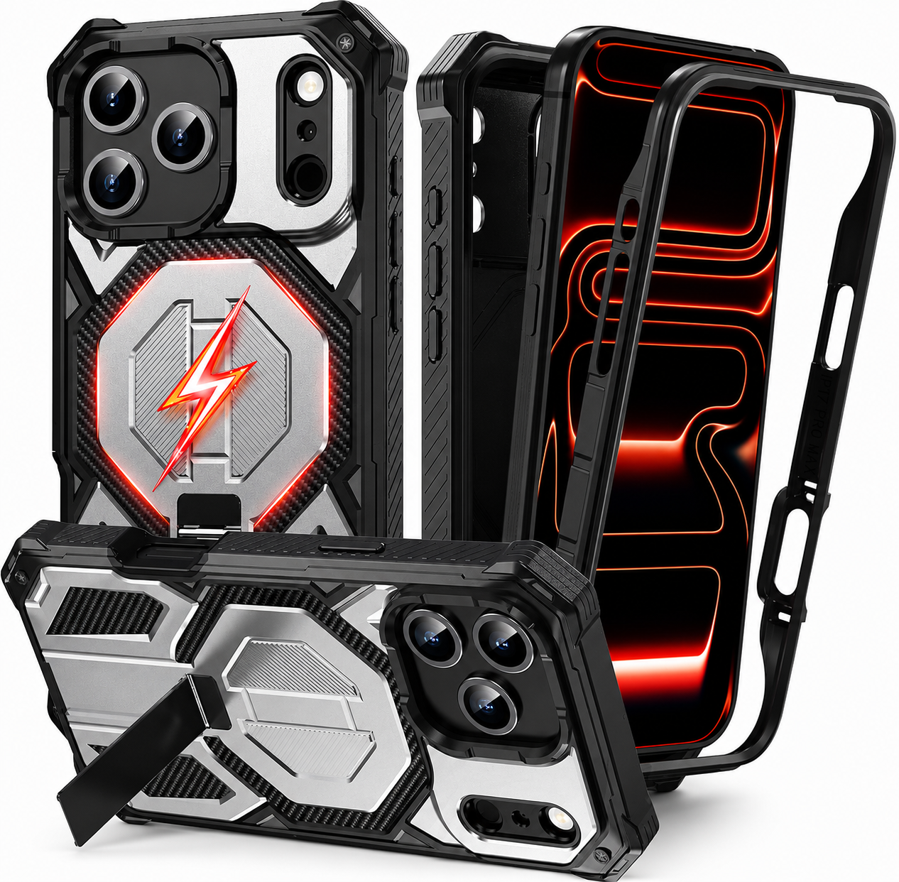 Premium iPhone Case Magnetic Military Grade Cover Shockproof Heavy Duty Protective Ring Stand Full Coverage Case