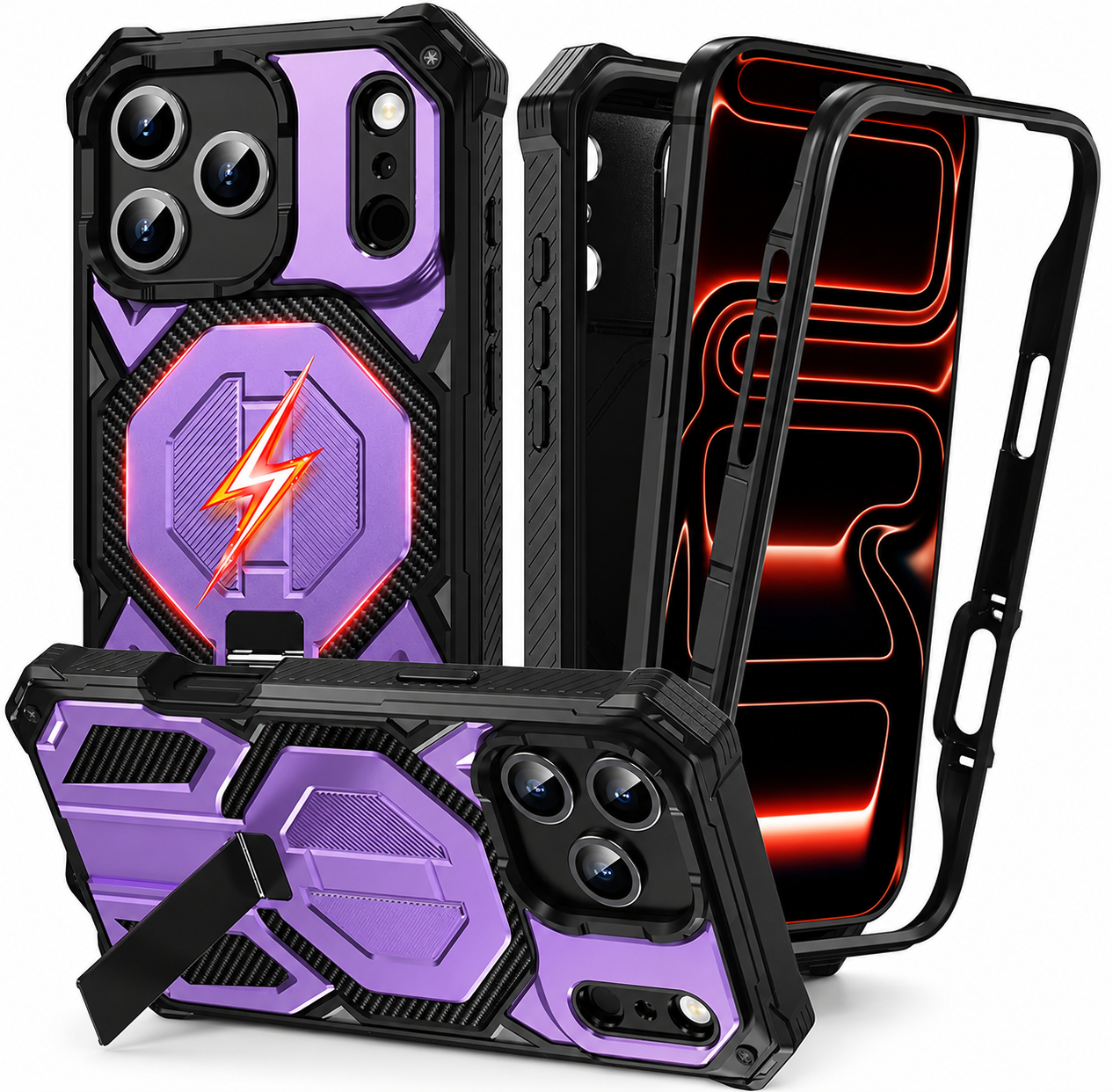 Premium iPhone Case Magnetic Military Grade Cover Shockproof Heavy Duty Protective Ring Stand Full Coverage Case