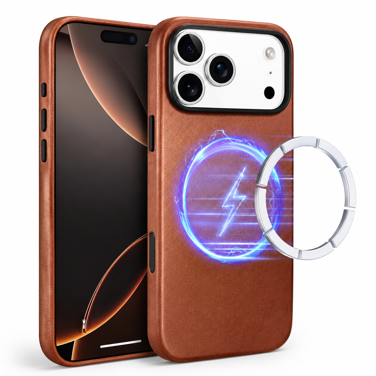 Premium iPhone Case MagSafe Compatible Genuine Leather Slim Cover Full Shockproof Protection
