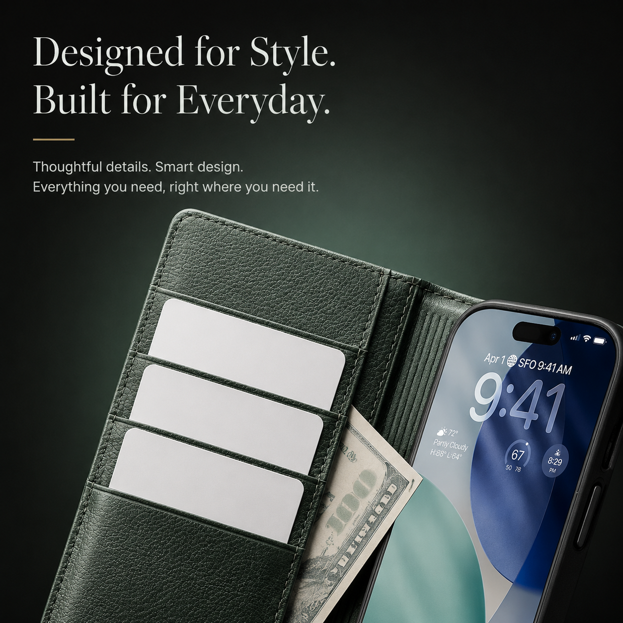Premium iPhone Case Handmade Genuine Leather Wallet Flip Cover with Card Slots Ultra Slim Shockproof Design Horizontal Stand Function