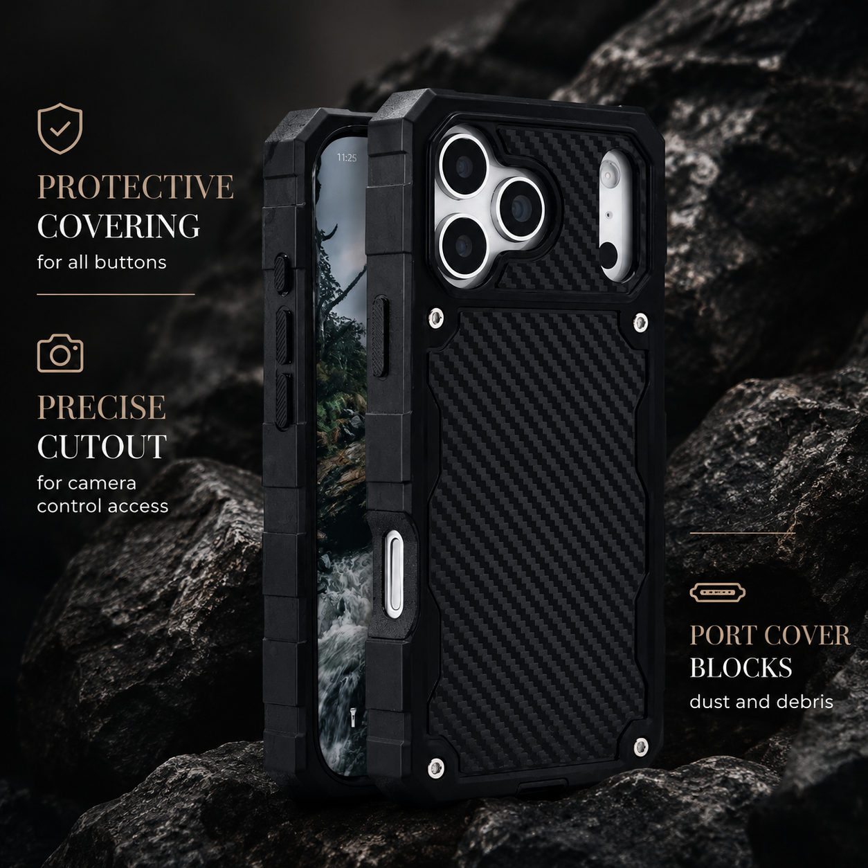 Premium iPhone Case Heavy Duty Rugged Cover MagSafe Compatible Military Grade Shockproof Drop Protection