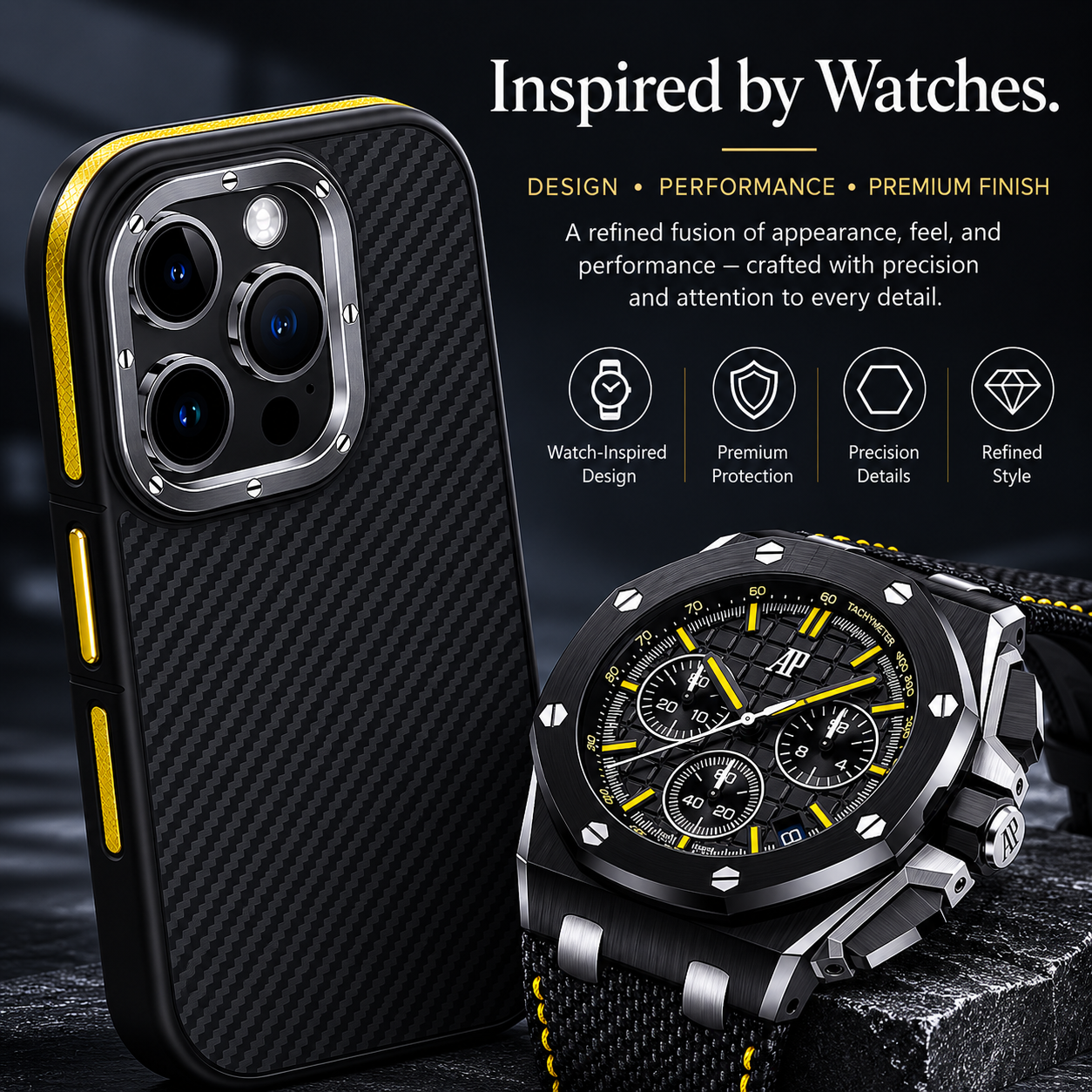 Premium iPhone Case 600D Kevlar Series Magnetic Cover with Metal Camera Ring Half Wrapped Dual Layer Carbon Fiber Protective Design