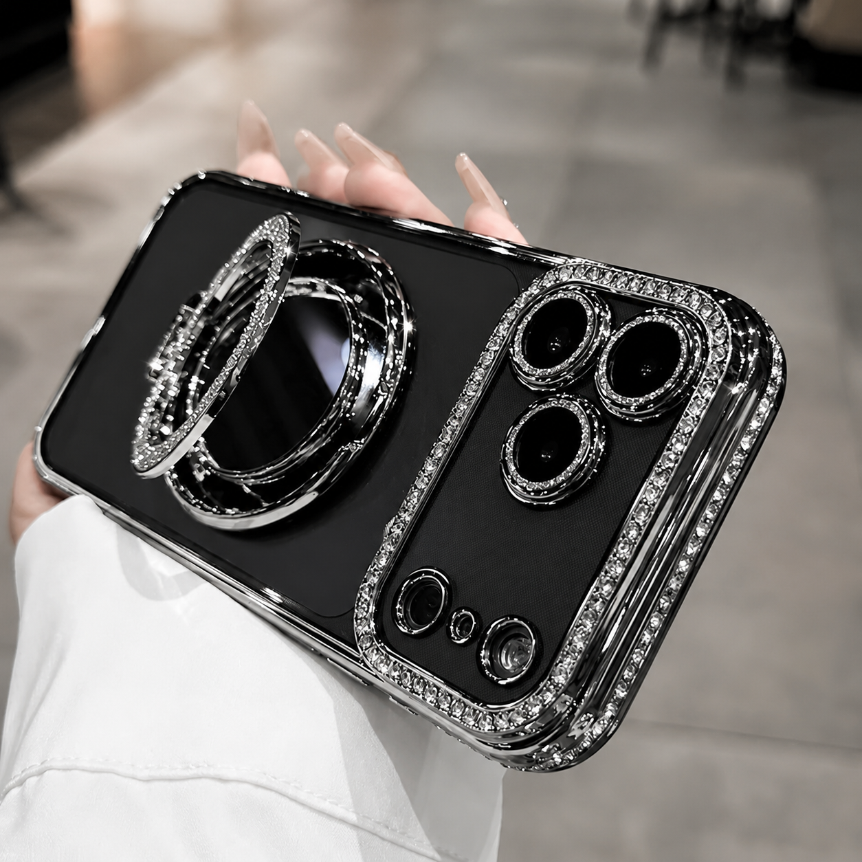 Premium iPhone Case MagSafe Compatible Diamond Mirror Glitter Cover Transparent Protection