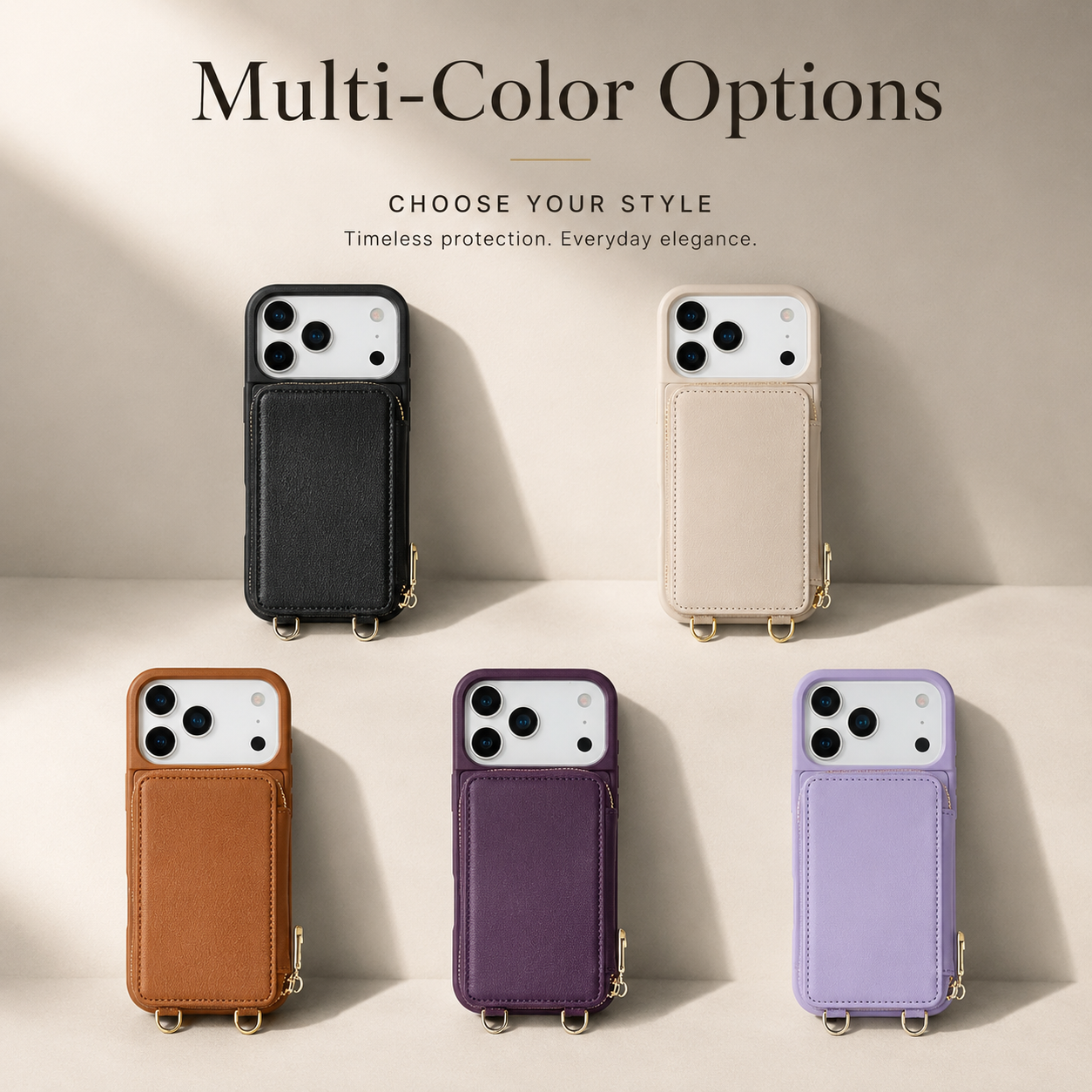 Premium iPhone Case Wallet MagSafe Compatible Crossbody Leather Flip Cover RFID Zipper Protection