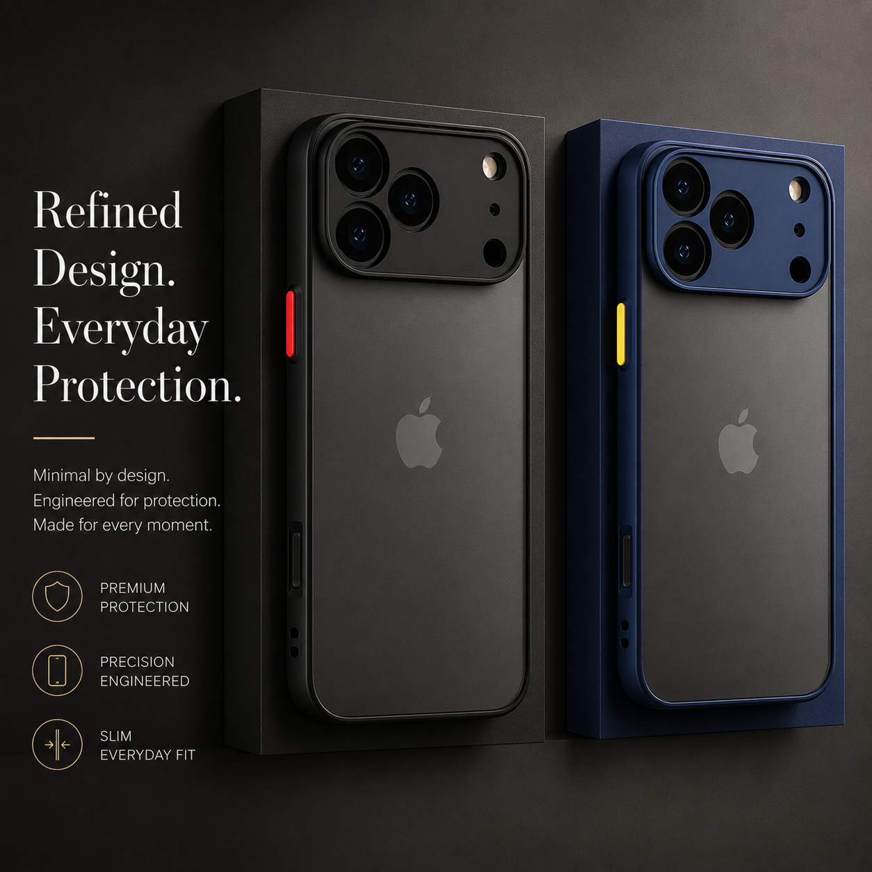 Premium iPhone Case Translucent Armor Shockproof Bumper Matte Protective Cover Anti Scratch PC TPU Full Coverage Case