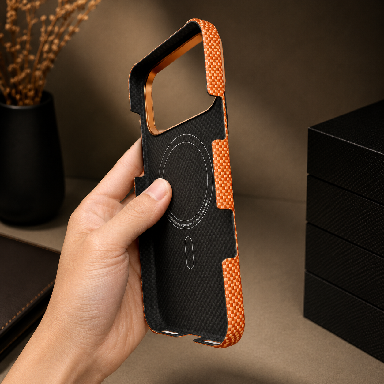 Premium iPhone Case Magnetic Carbon Aramid Fiber Cover Kevlar Shockproof Full Body Protective Design