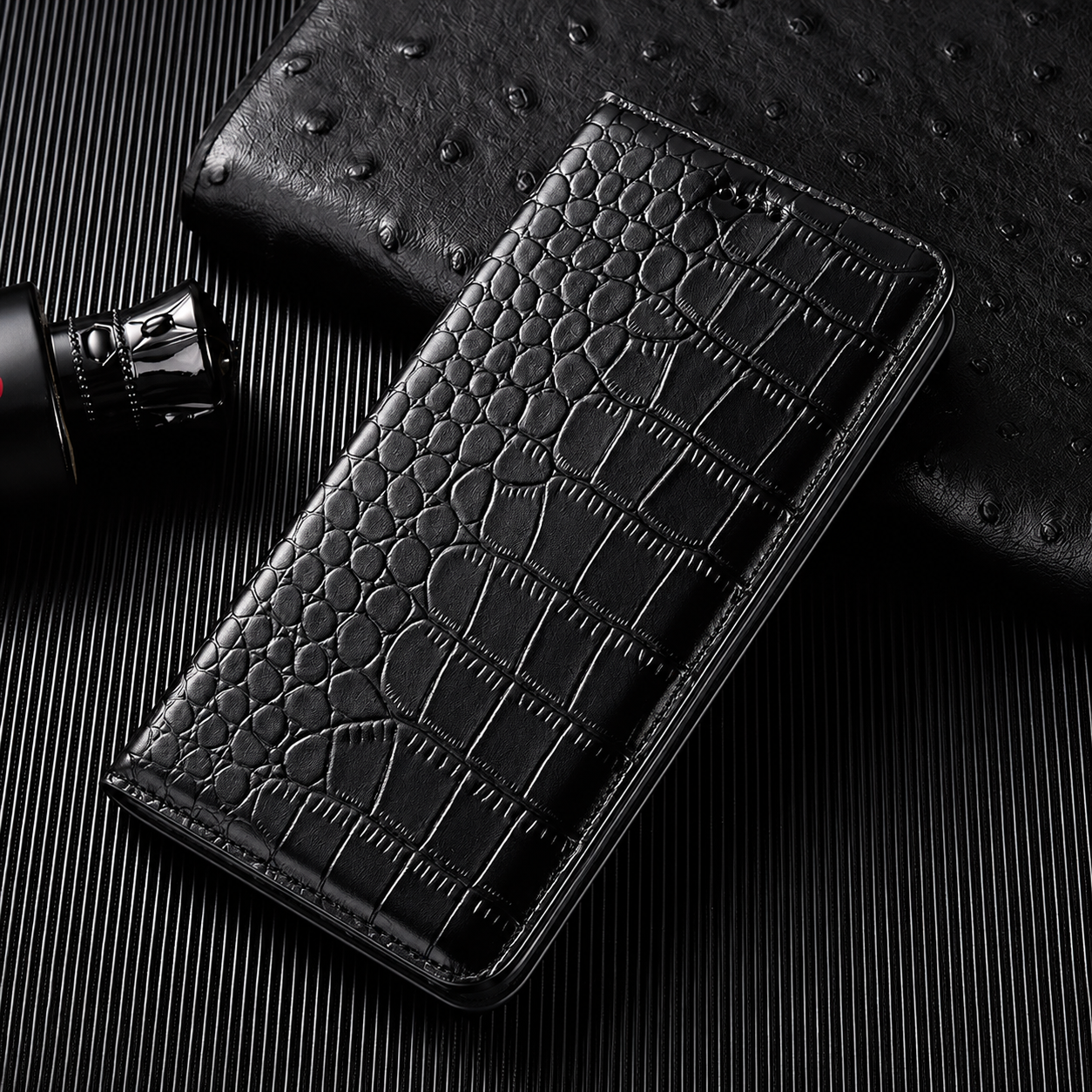 Premium iPhone Case Business Flip Wallet Genuine Leather Cover with Kickstand Magnetic Full Protection Anti Scratch Non Slip Design