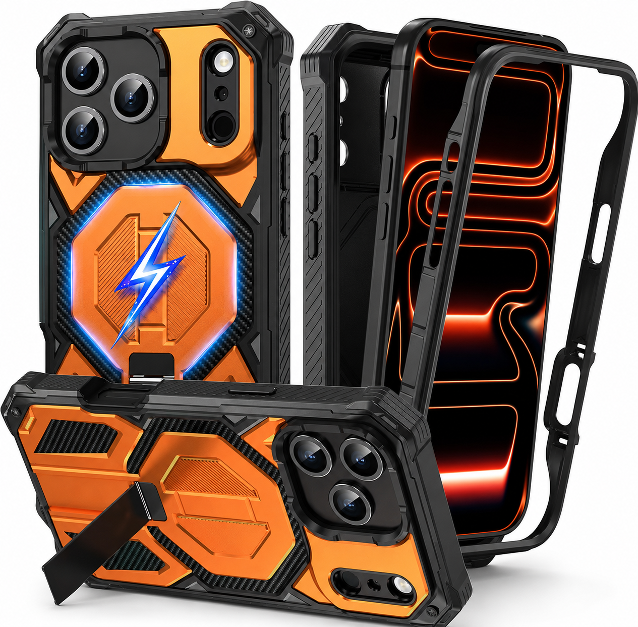 Premium iPhone Case Magnetic Military Grade Cover Shockproof Heavy Duty Protective Ring Stand Full Coverage Case