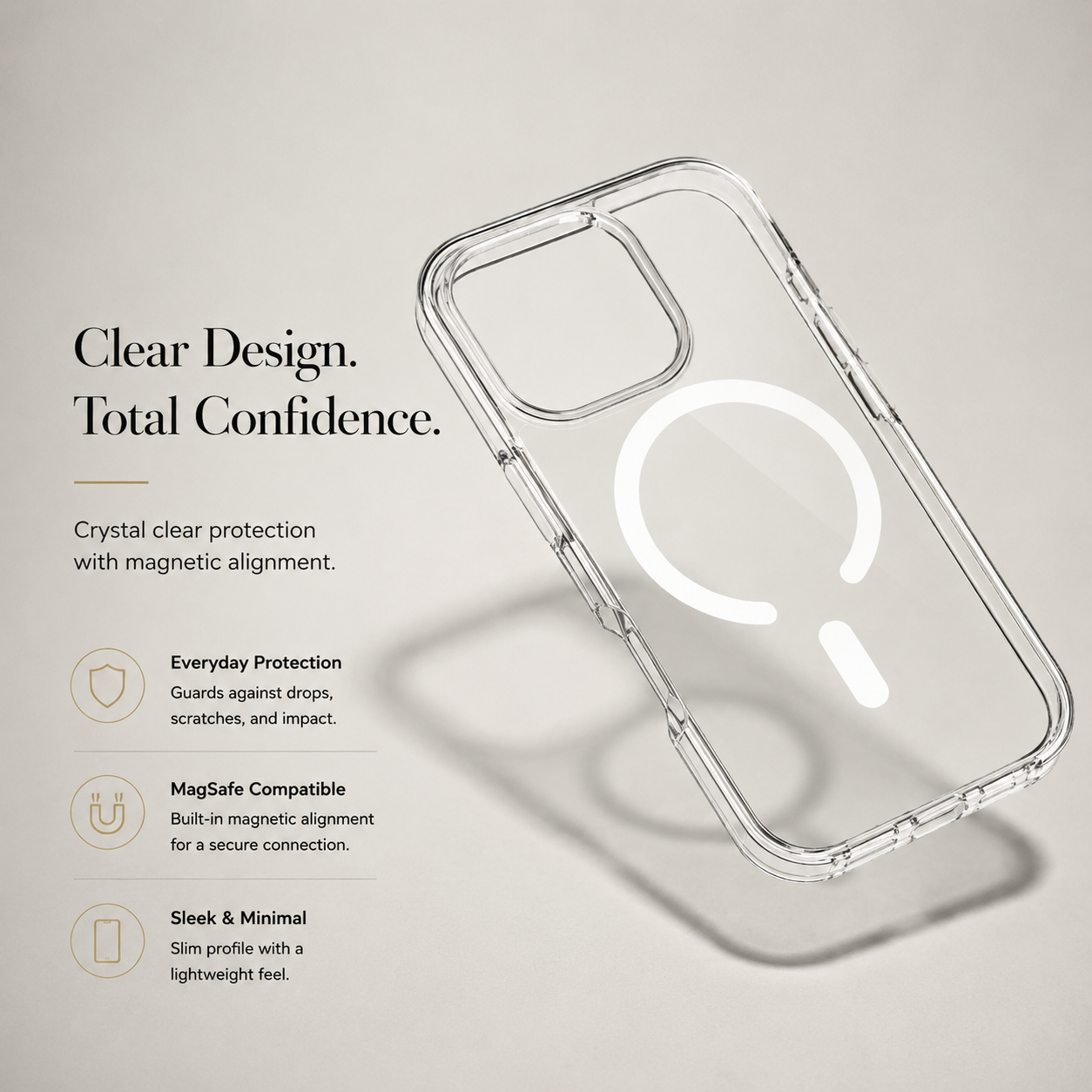Premium iPhone Case MagSafe Compatible Transparent Clear Protective Cover Slim Shockproof Anti Scratch Lightweight Full Coverage