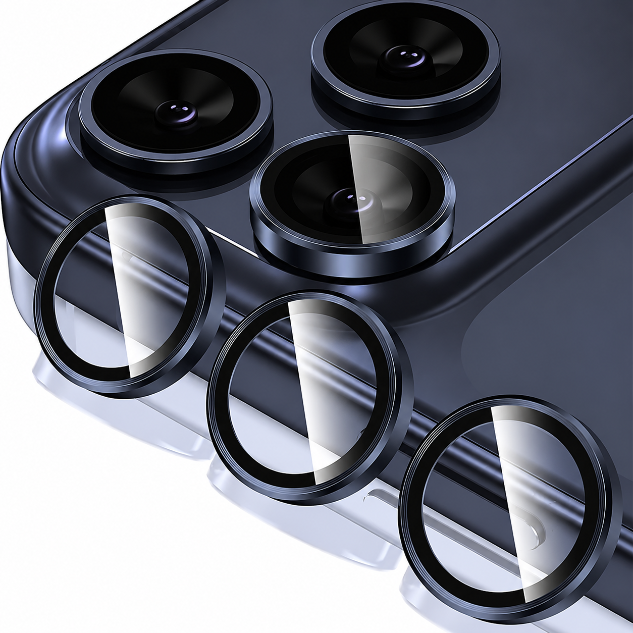 Premium iPhone Camera Lens Protector Tempered Glass Metal Ring Scratch Resistant Shockproof Anti Dust Precision Fit Protective Cover