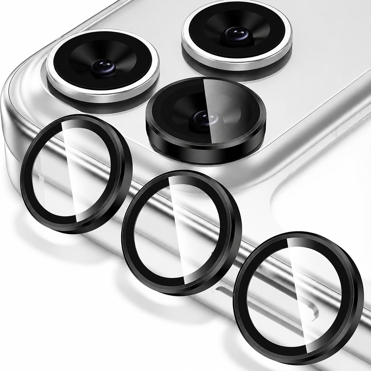 Premium iPhone Camera Lens Protector Tempered Glass Metal Ring Scratch Resistant Shockproof Anti Dust Precision Fit Protective Cover