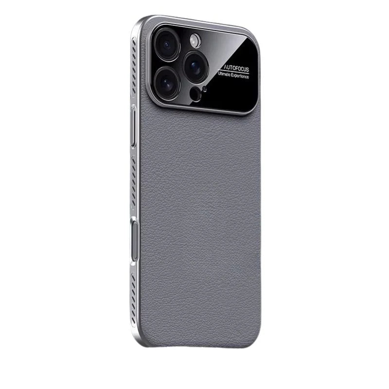 Premium iPhone Case Plain Leather Magnetic Cover MagSafe Compatible Anti Fingerprint Anti Scratch Slim Half Wrapped Protective Case with Heat Dissipation Side Vents