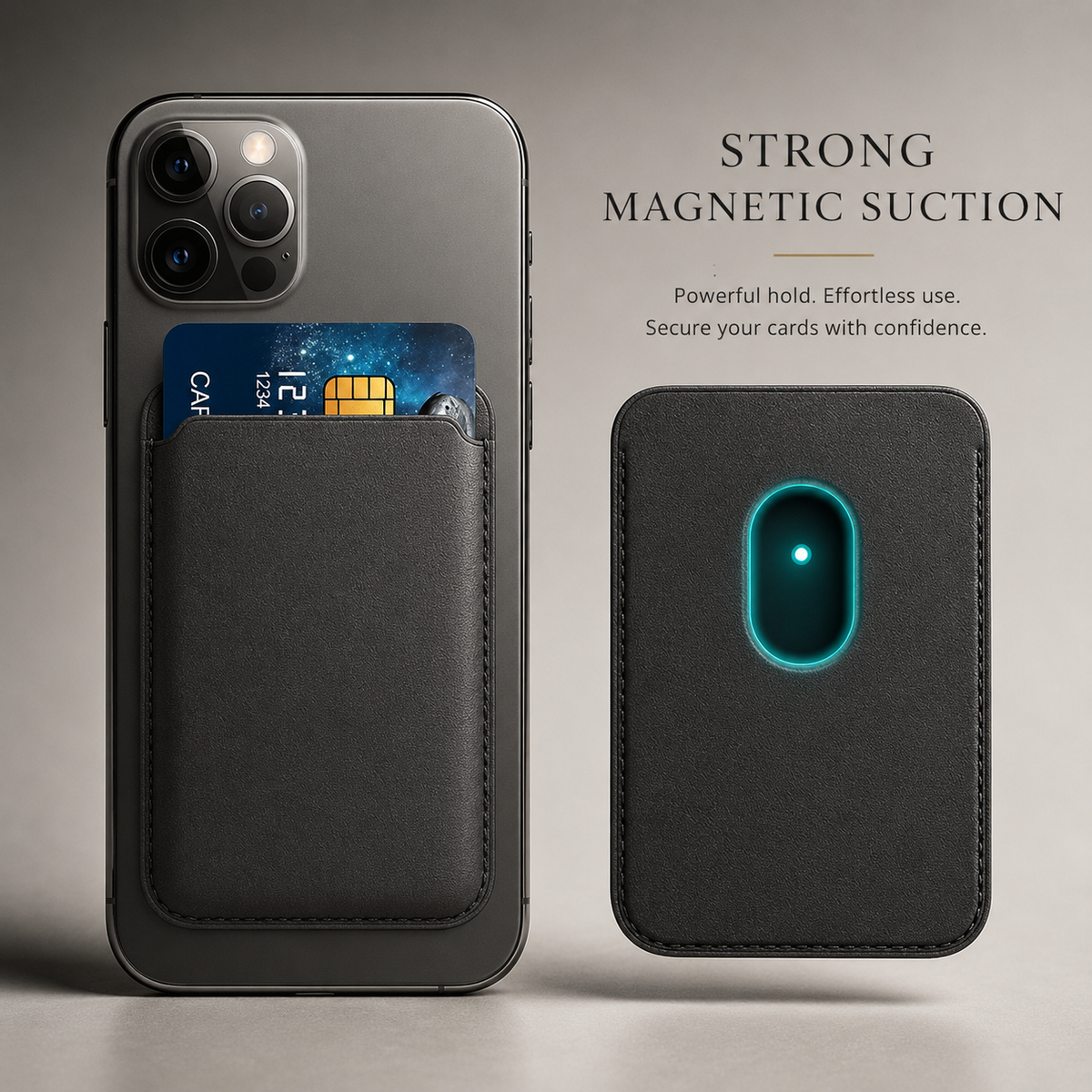 Premium MagSafe Wallet Magnetic Card Holder Slim Leather Phone Wallet Secure Detachable Card Storage Case