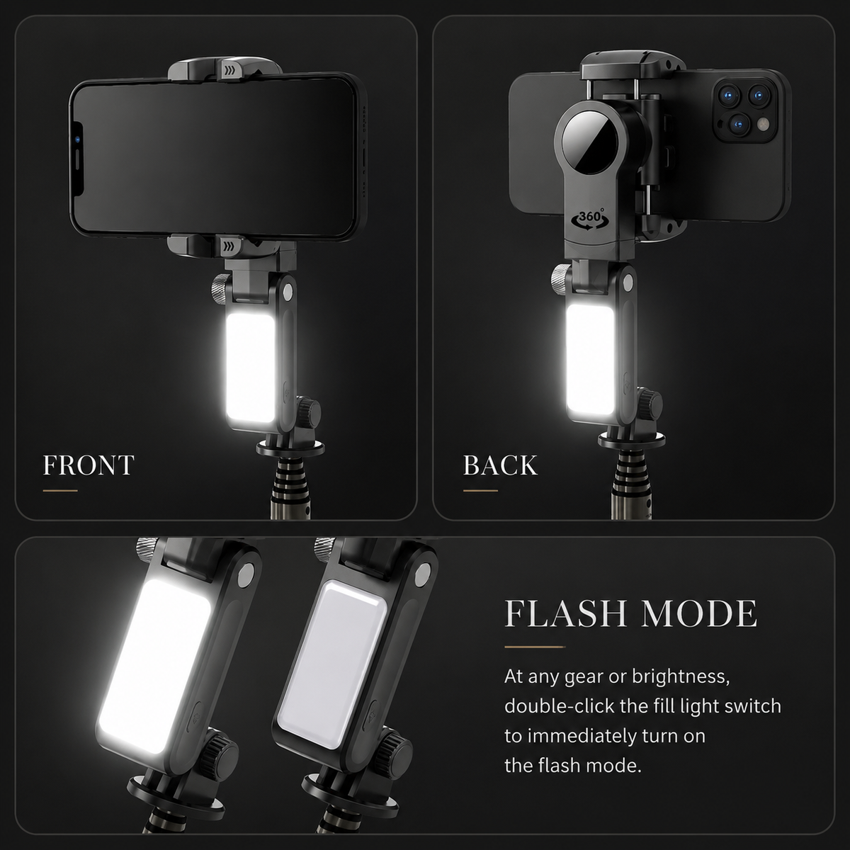 Premium Phone Gimbal Smartphone Stabilizer Selfie Stick Tripod Bluetooth Remote 360 Rotation Video Photography Holder