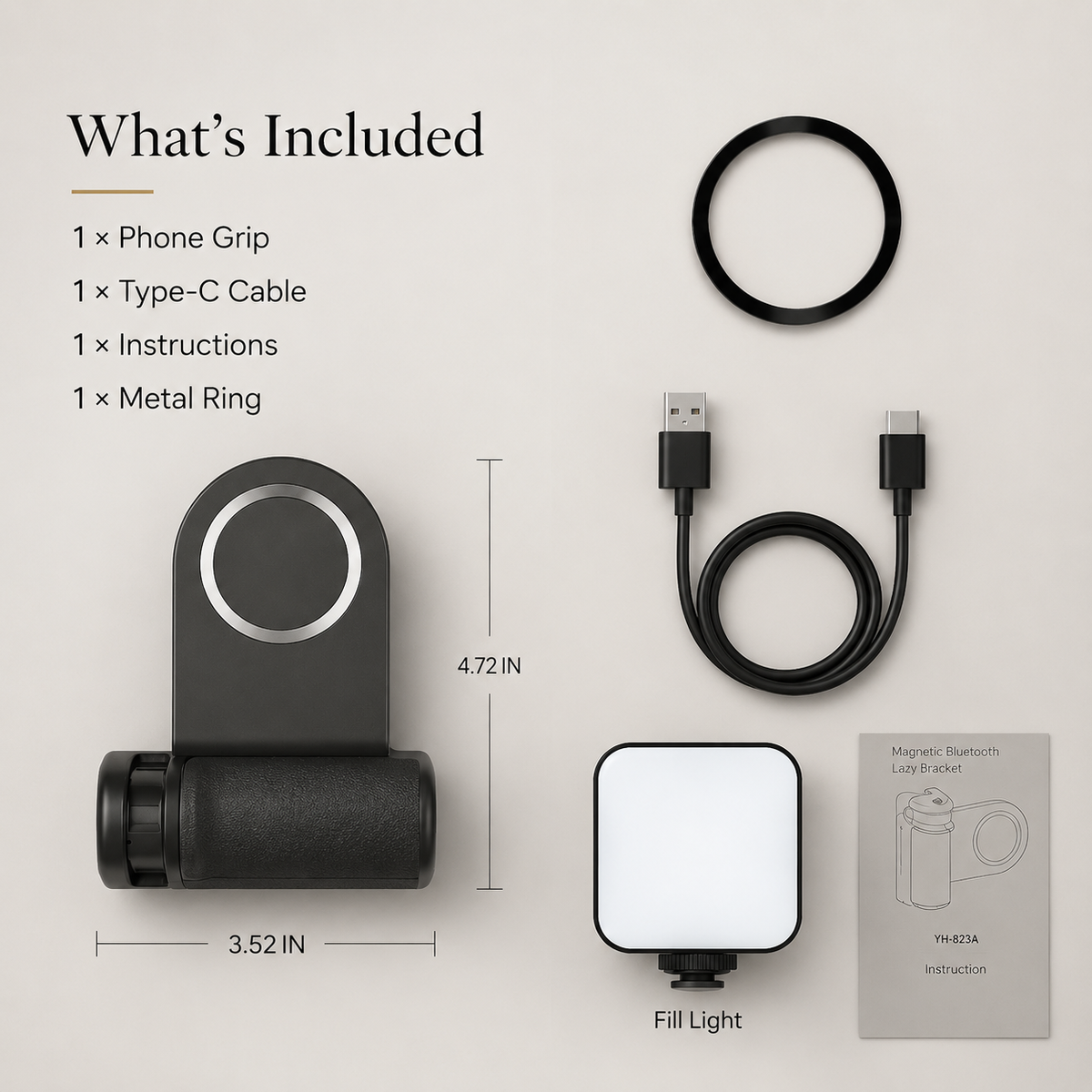 Premium Phone Holder MagSafe Compatible Magnetic Grip Bluetooth Remote Smartphone Mount Photography Video Recording Stand