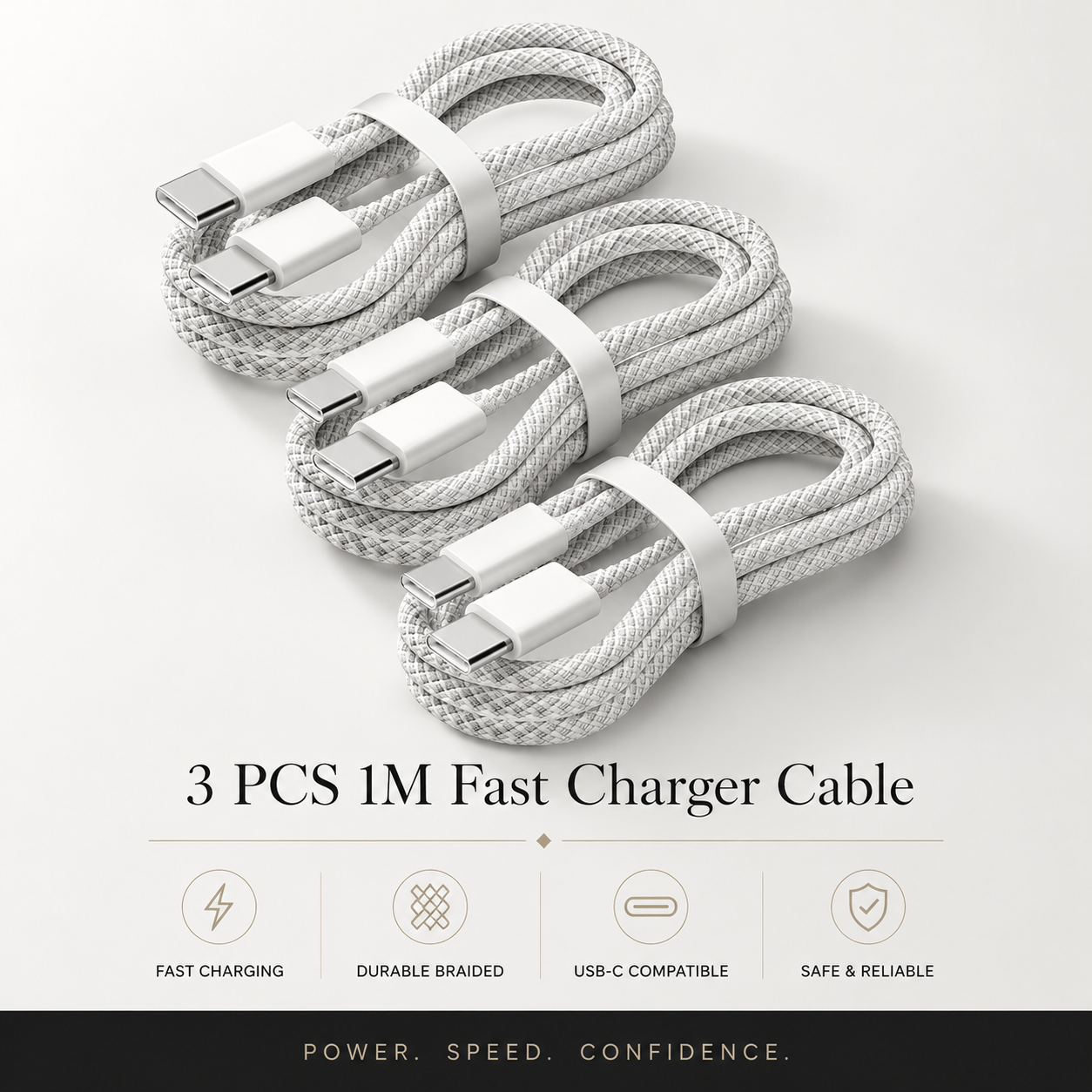 Premium USB-C to USB-C Charging Cable 100W Fast Charging Power Delivery High Speed Stable Power Transfer Durable Design