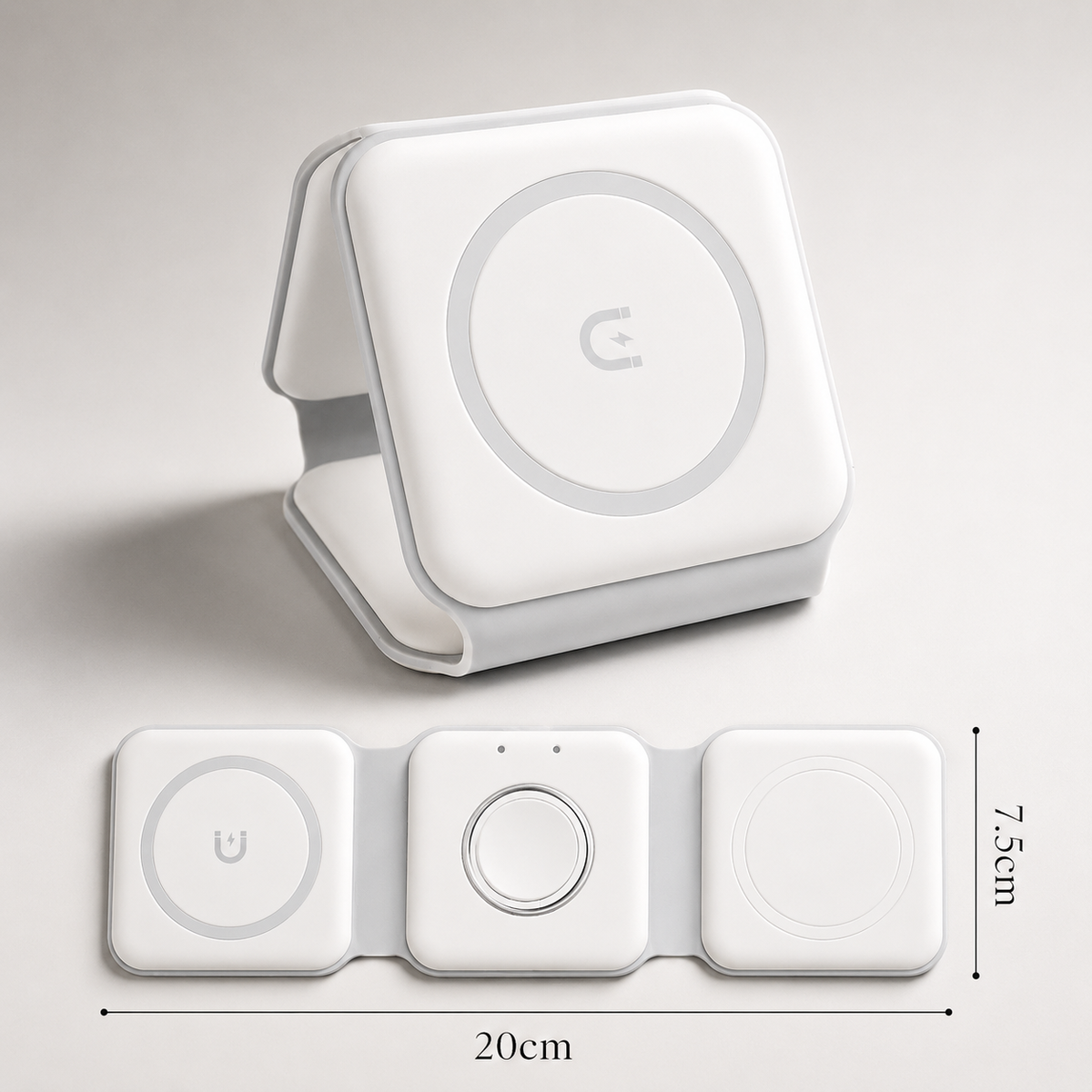 Premium Wireless Charger 3 In 1 Foldable MagSafe Compatible Fast Charging Station Magnetic Portable Charging Dock Smartphone Watch Earbuds
