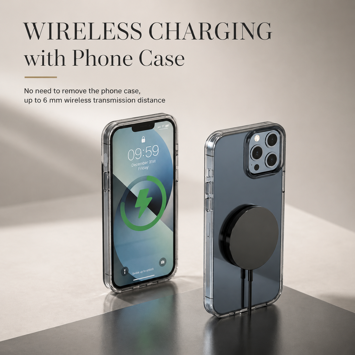 Premium Wireless Charger MagSafe Compatible Fast Charging Magnetic Charging Pad Slim Wireless Charging Dock Smartphone Earbuds Compatible