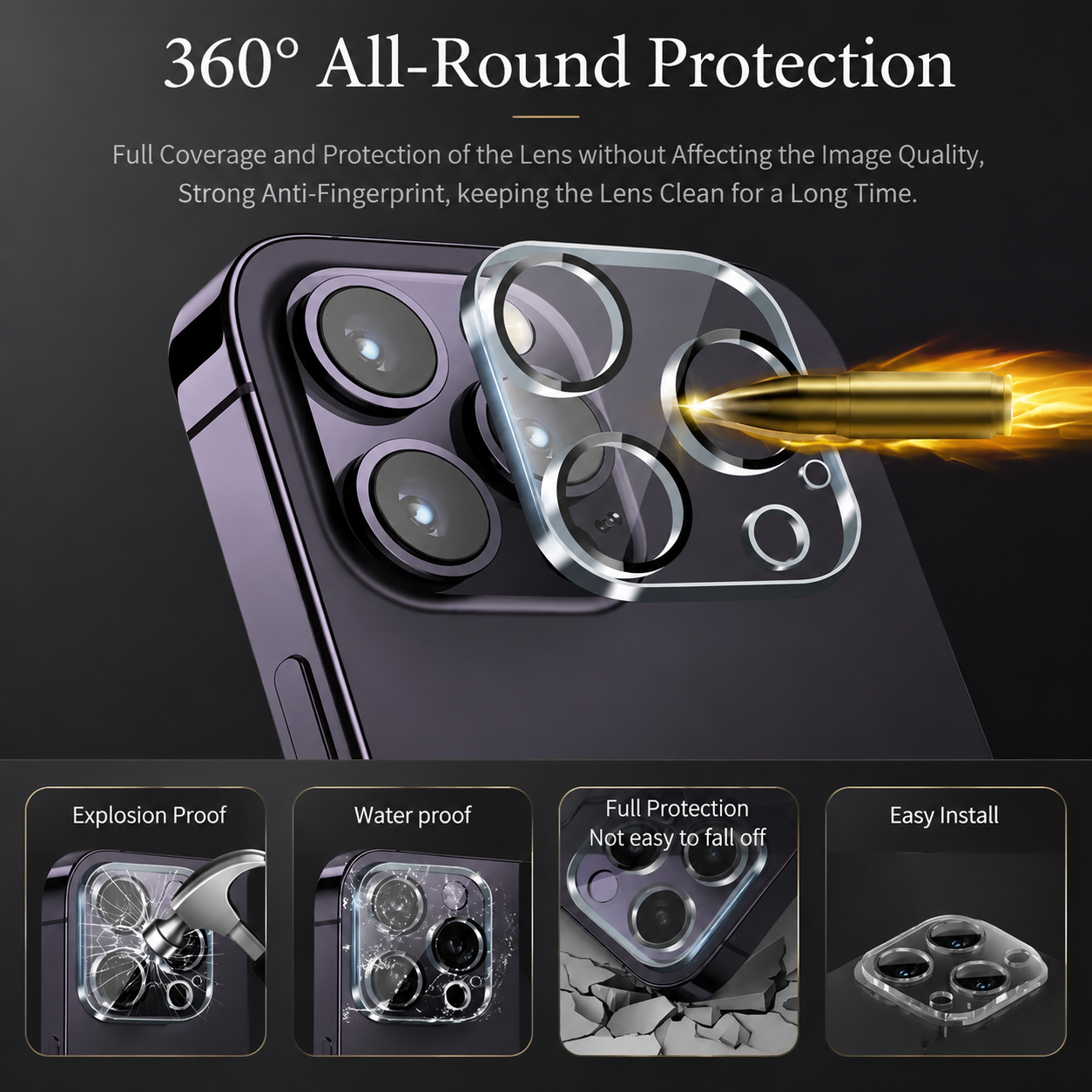Premium iPhone Camera Lens Protector 9H Tempered Glass Ultra Clear Scratch Resistant Drop Protection Precision Fit Cover