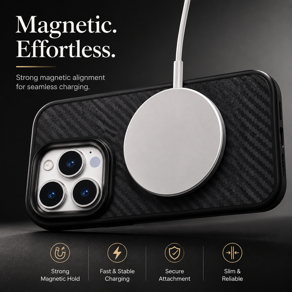 Premium iPhone Case 1500D Aviation Carbon Fiber MagSafe Cover Shockproof TPU Shell Ultra Lightweight High Strength Protective Design