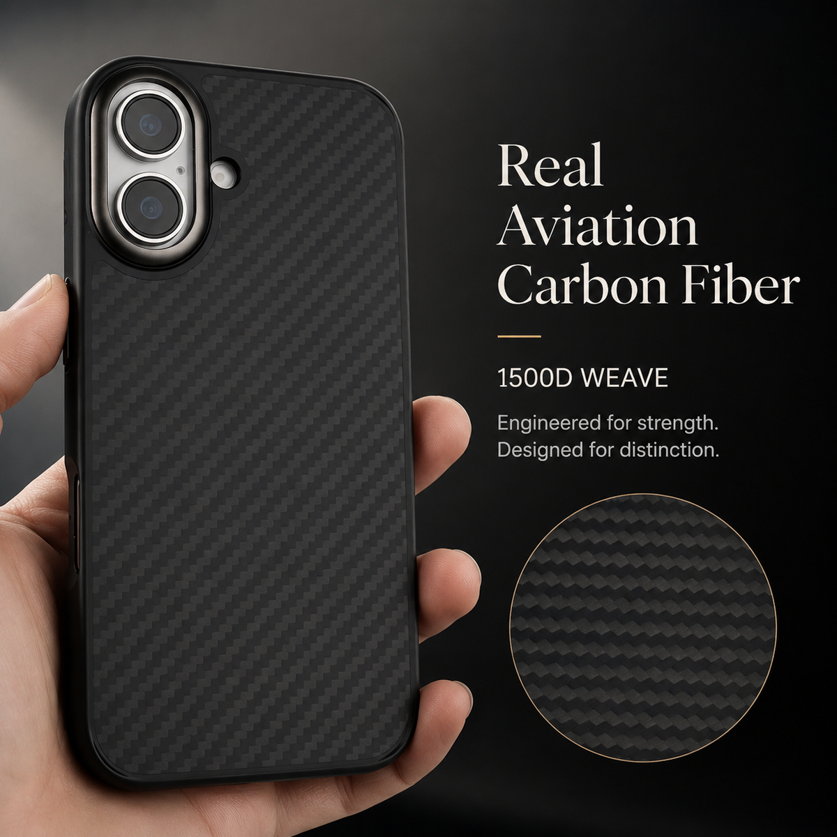 Premium iPhone Case 1500D Aviation Carbon Fiber MagSafe Cover Shockproof TPU Shell Ultra Lightweight High Strength Protective Design
