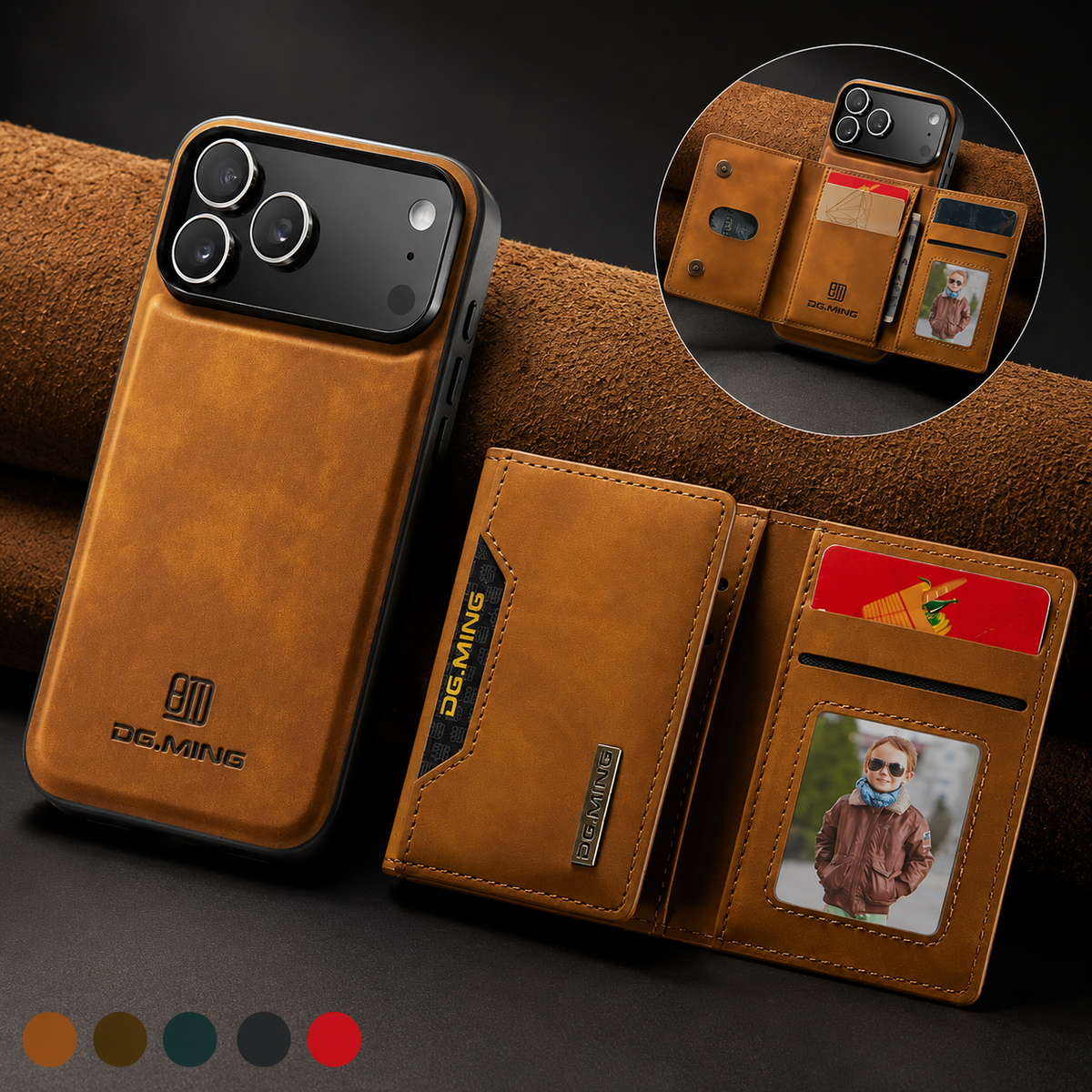 Premium iPhone Case 2 In 1 Detachable Magnetic Leather Wallet Cover Card Slots Kickstand Full Body Protection