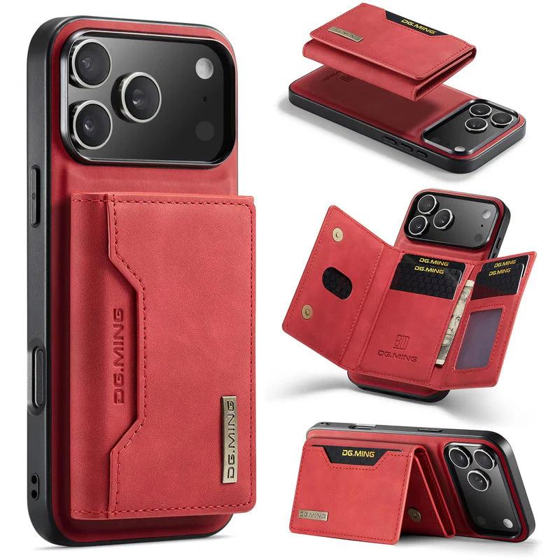 Premium iPhone Case 2 In 1 Detachable Magnetic Leather Wallet Cover Card Slots Kickstand Full Body Protection
