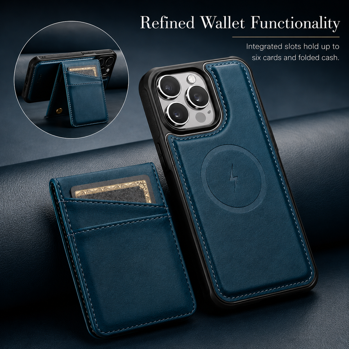 Premium iPhone Case 2-in-1 Magnetic Detachable Wallet Flip Cover Card Holder Full Protection