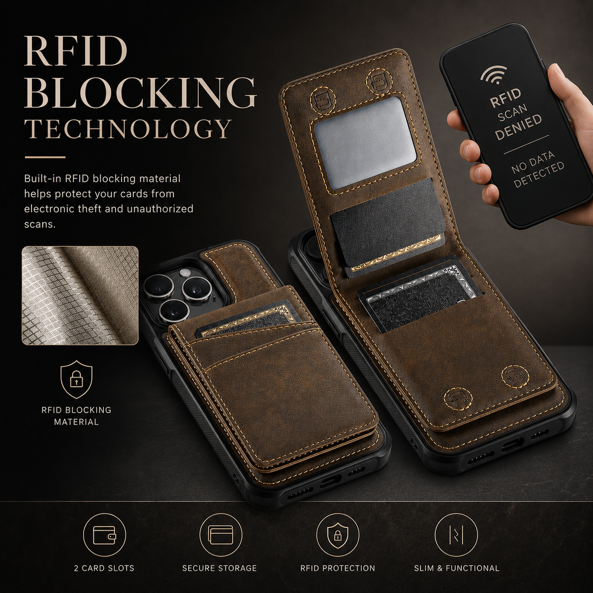 Premium iPhone Case 2-in-1 Magnetic Detachable Wallet Flip Cover Card Holder Full Protection