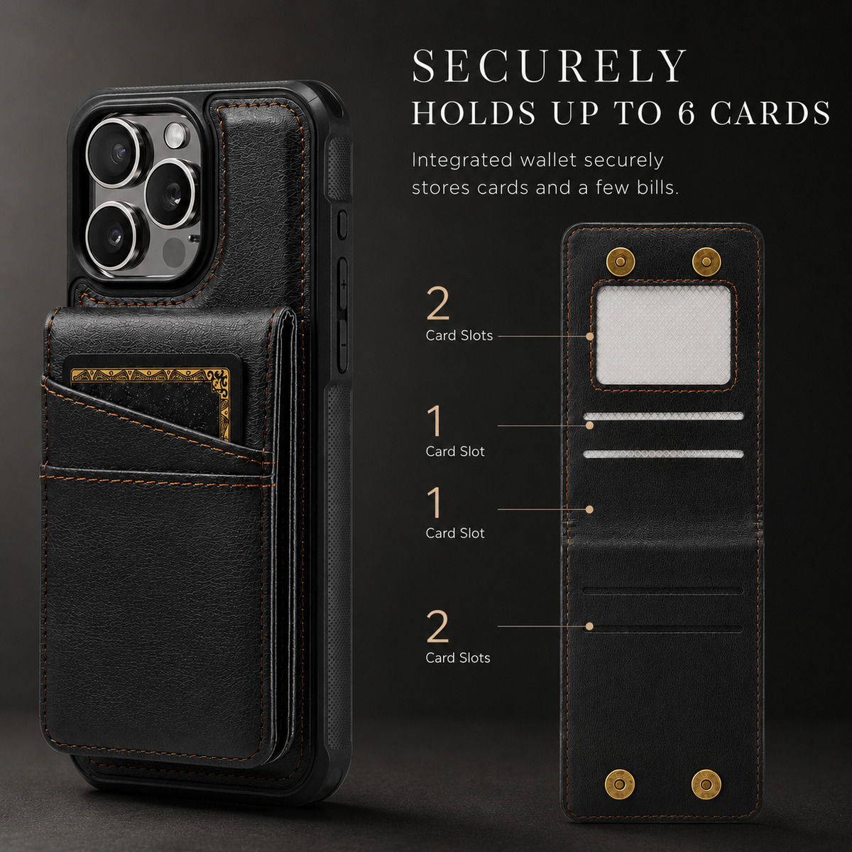 Premium iPhone Case 2-in-1 Magnetic Detachable Wallet Flip Cover Card Holder Full Protection