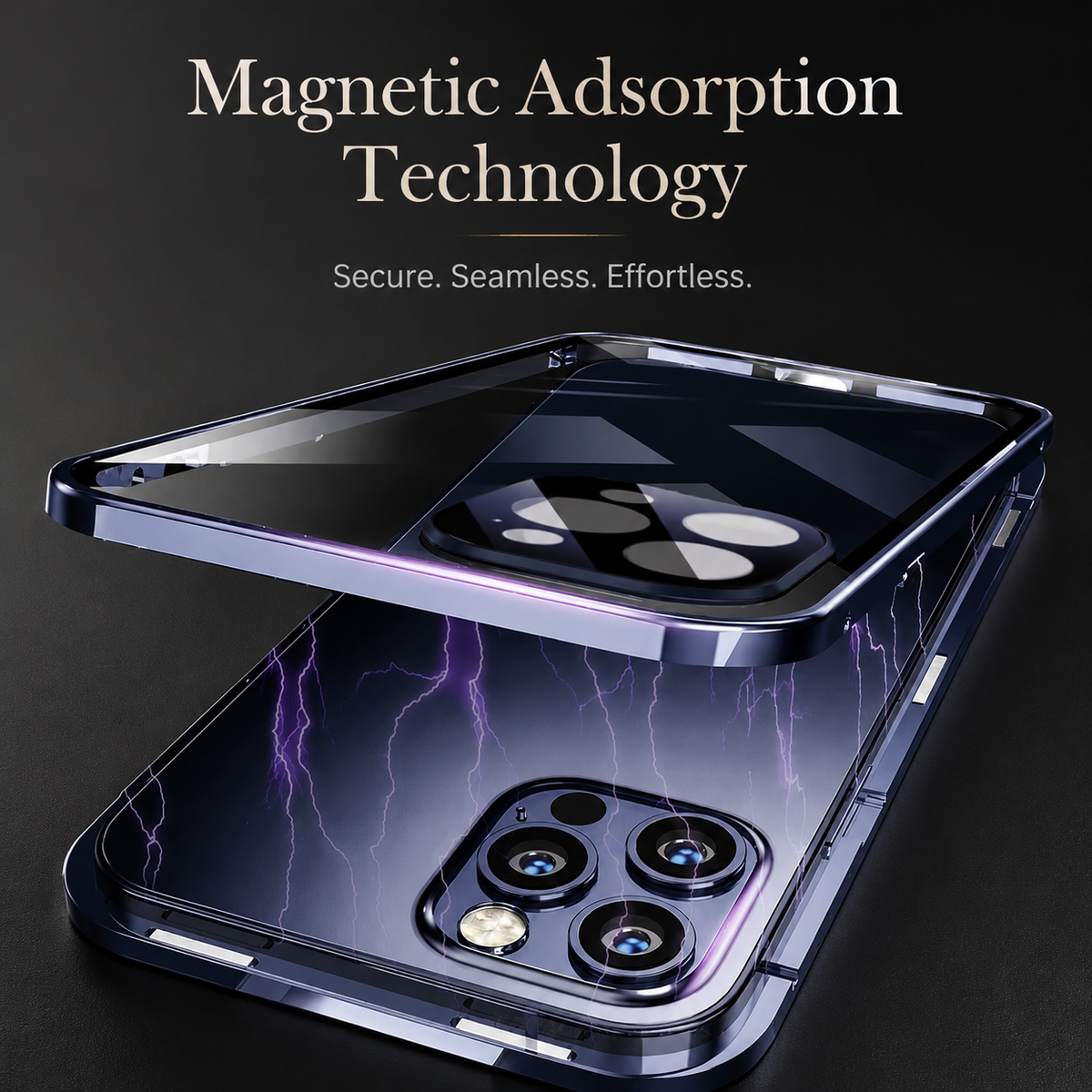 Premium iPhone Case 360 Full Protection Magnetic Glass Cover Aluminum Alloy Frame Shockproof Anti Scratch Bumper Full Coverage