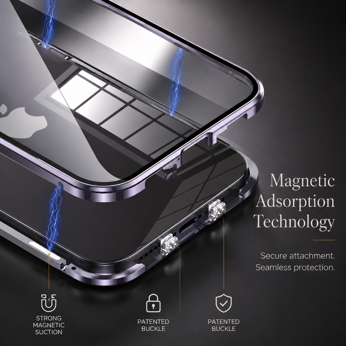 Premium iPhone Case 360 Full Protection Magnetic Glass Cover Aluminum Alloy Frame Shockproof Anti Scratch Bumper Full Coverage