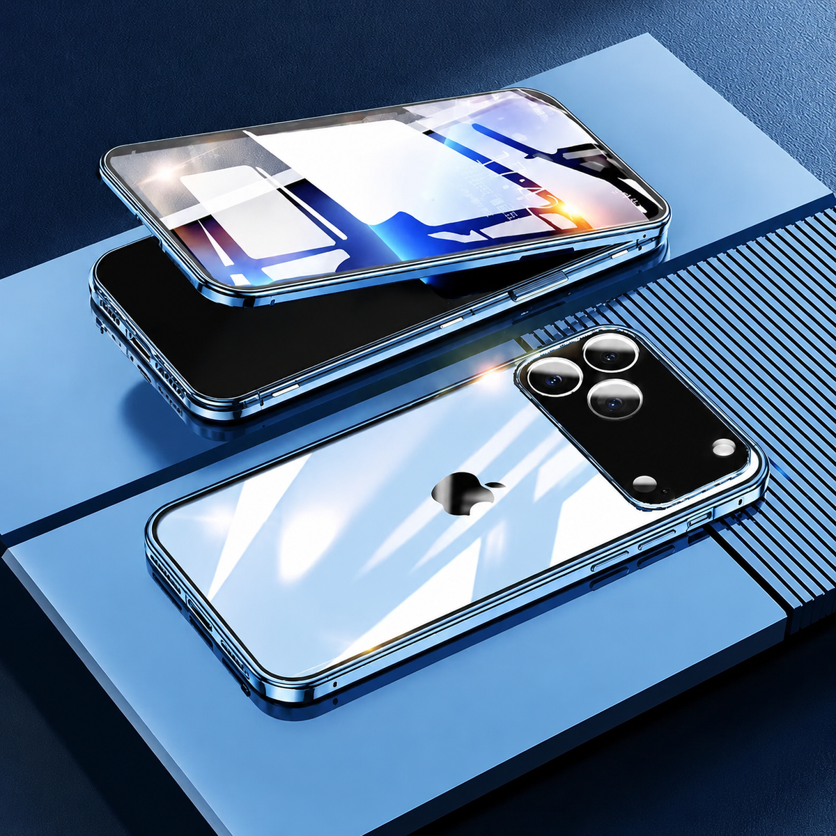 Premium iPhone Case 360 Full Protection Magnetic Glass Cover Aluminum Alloy Frame Shockproof Anti Scratch Bumper Full Coverage