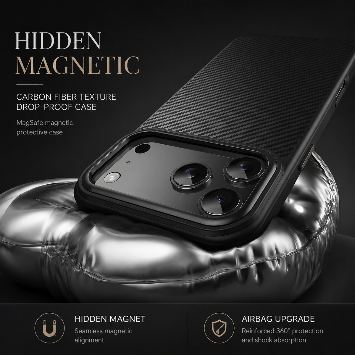 Premium iPhone Case 600D Kevlar Magnetic Cover Carbon Fiber TPU PC Shockproof Anti Fingerprint Protection