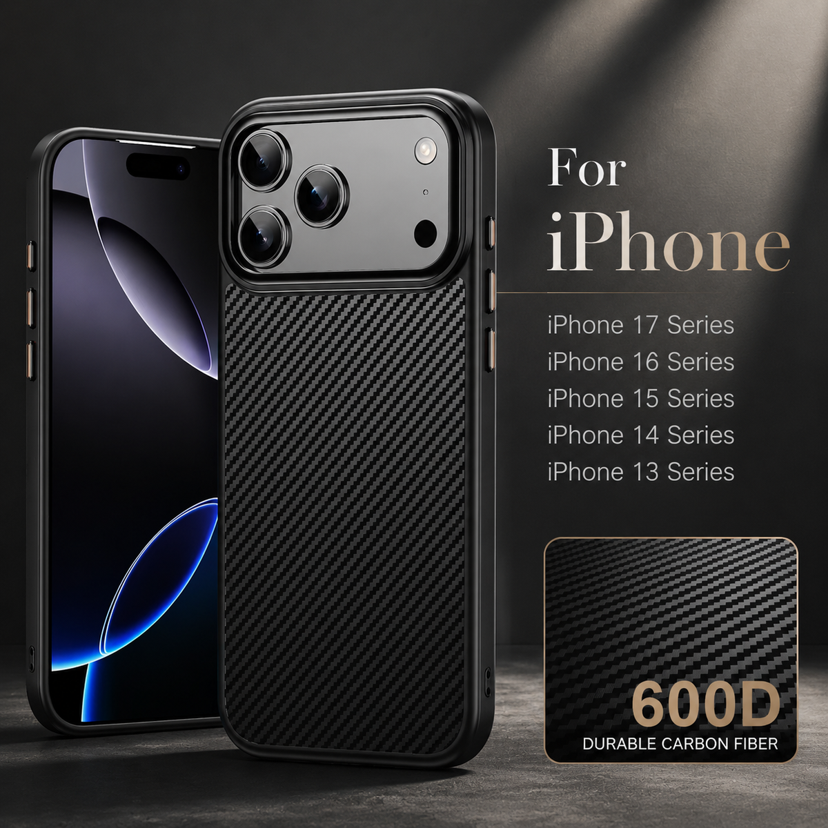 Premium iPhone Case 600D Kevlar Magnetic Cover Carbon Fiber TPU PC Shockproof Anti Fingerprint Protection