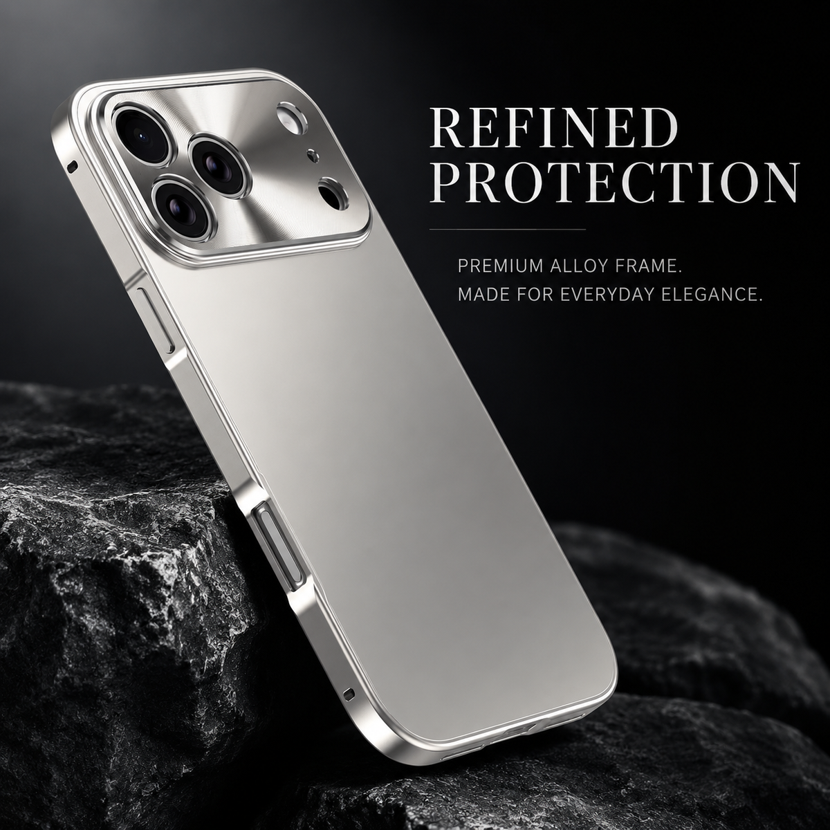 Premium iPhone Case All Aluminum Magnetic Frame with Frosted PC Backplate Ultra Thin Shock Absorbing Protective Design