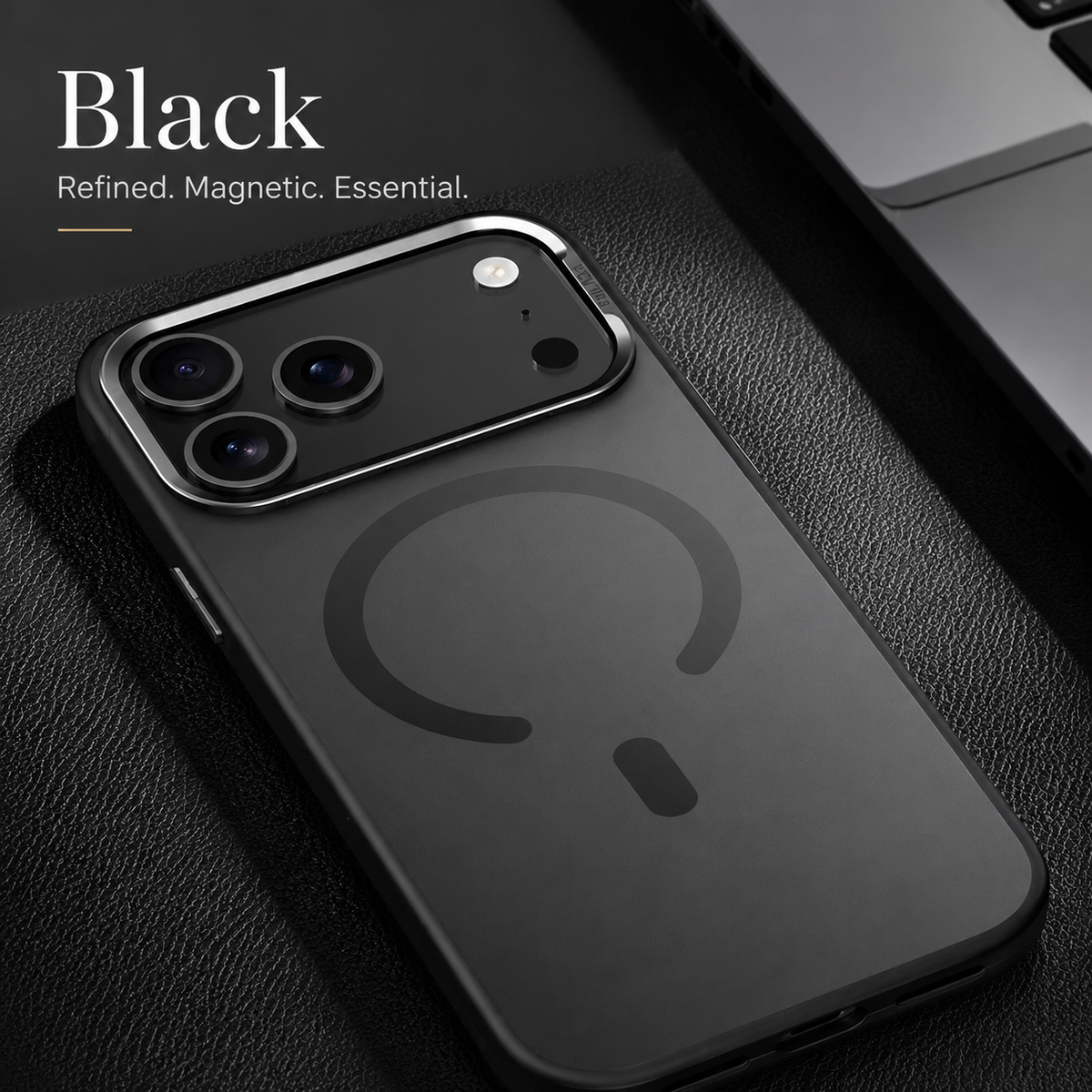 Premium iPhone Case Alloy Lens Frame Matte MagSafe Cover with Translucent Hybrid Design Shockproof PC TPU Half Wrapped Protection