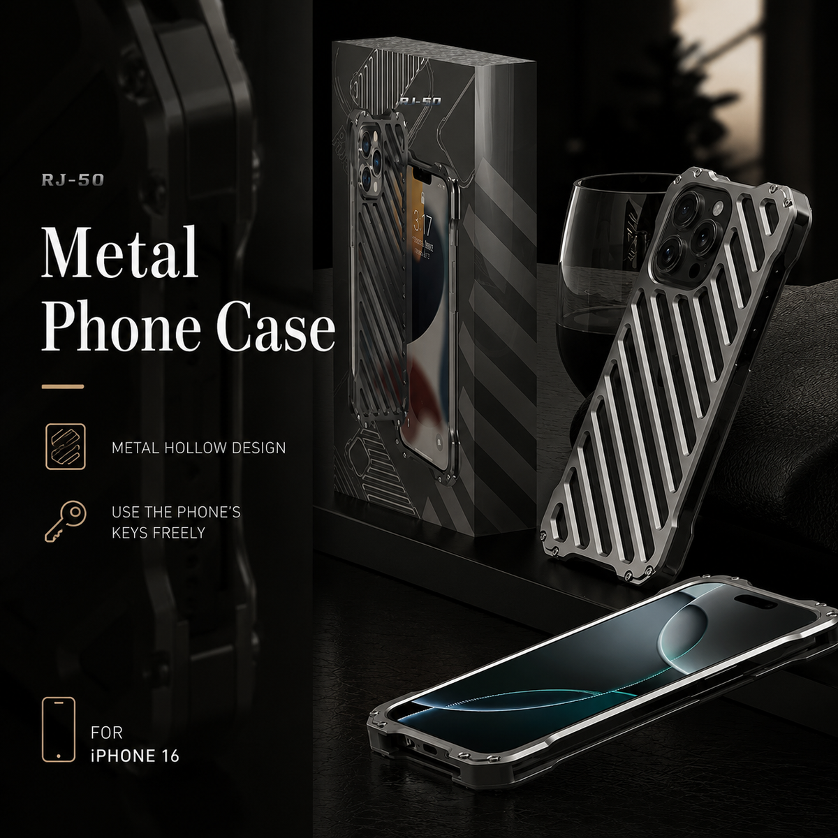 Premium iPhone Case Aluminum Alloy Armor Cover CNC Metal Shockproof Dual Layer Anti Fingerprint Protective Case