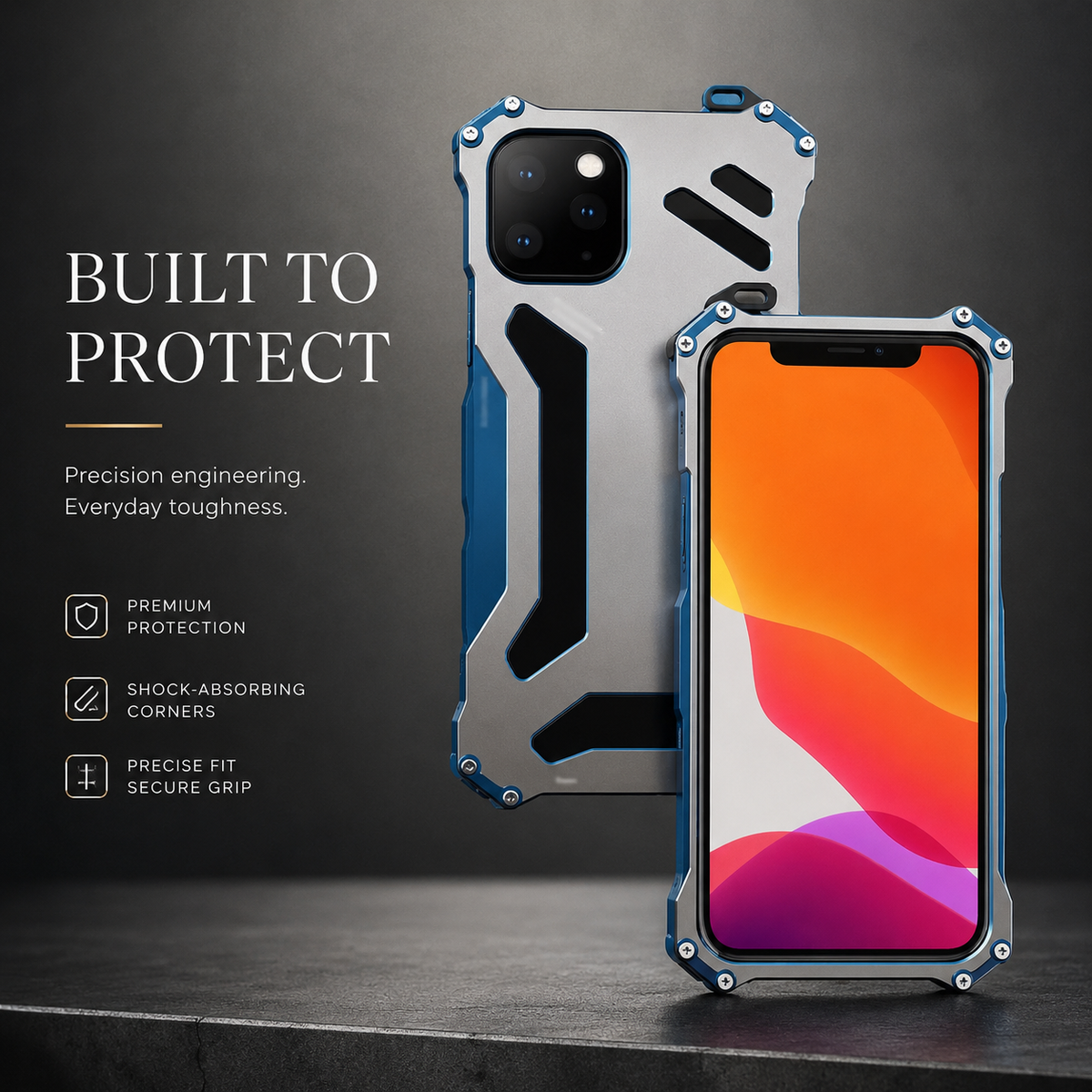 Premium iPhone Case Aluminum Alloy Metal Armor Cover Military Grade Shockproof Cooling Design Anti Scratch Protective Case