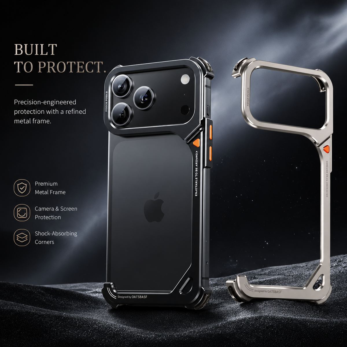 Premium iPhone Case Aluminum Frame with Lens Holder MagSafe Wireless Charging Support Slim Drop Protection Metal Design